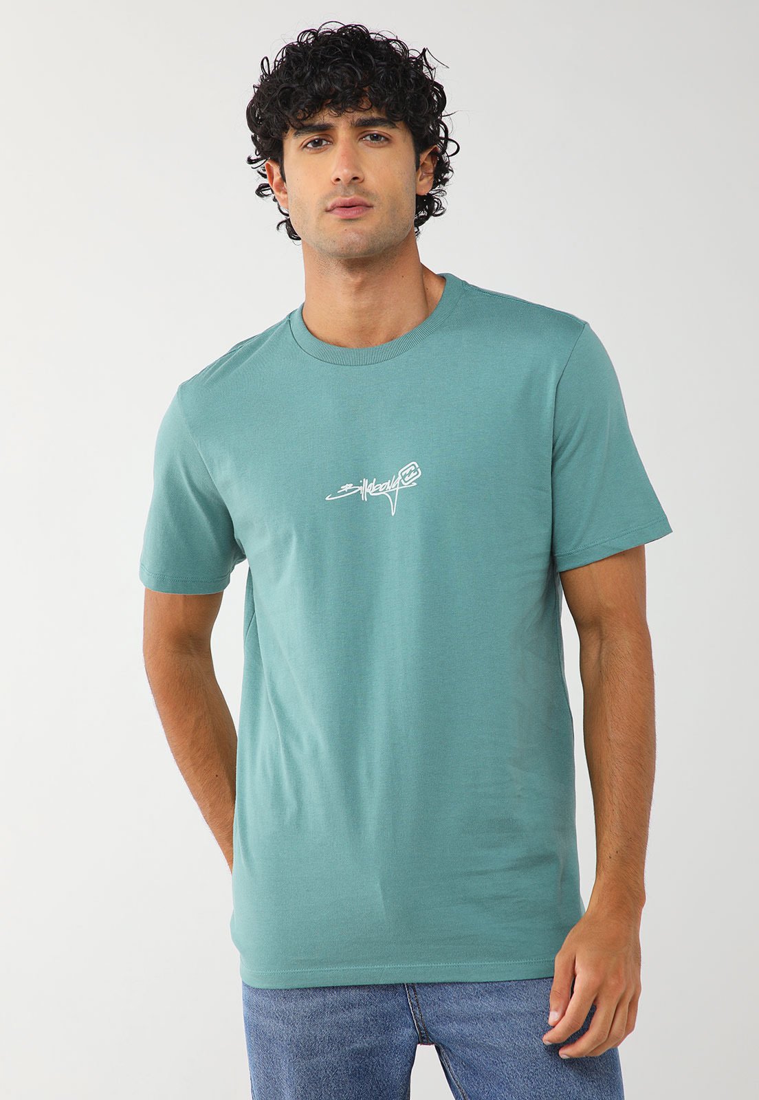 Camiseta Masculina Billabong Bracket Script Verde-Claro