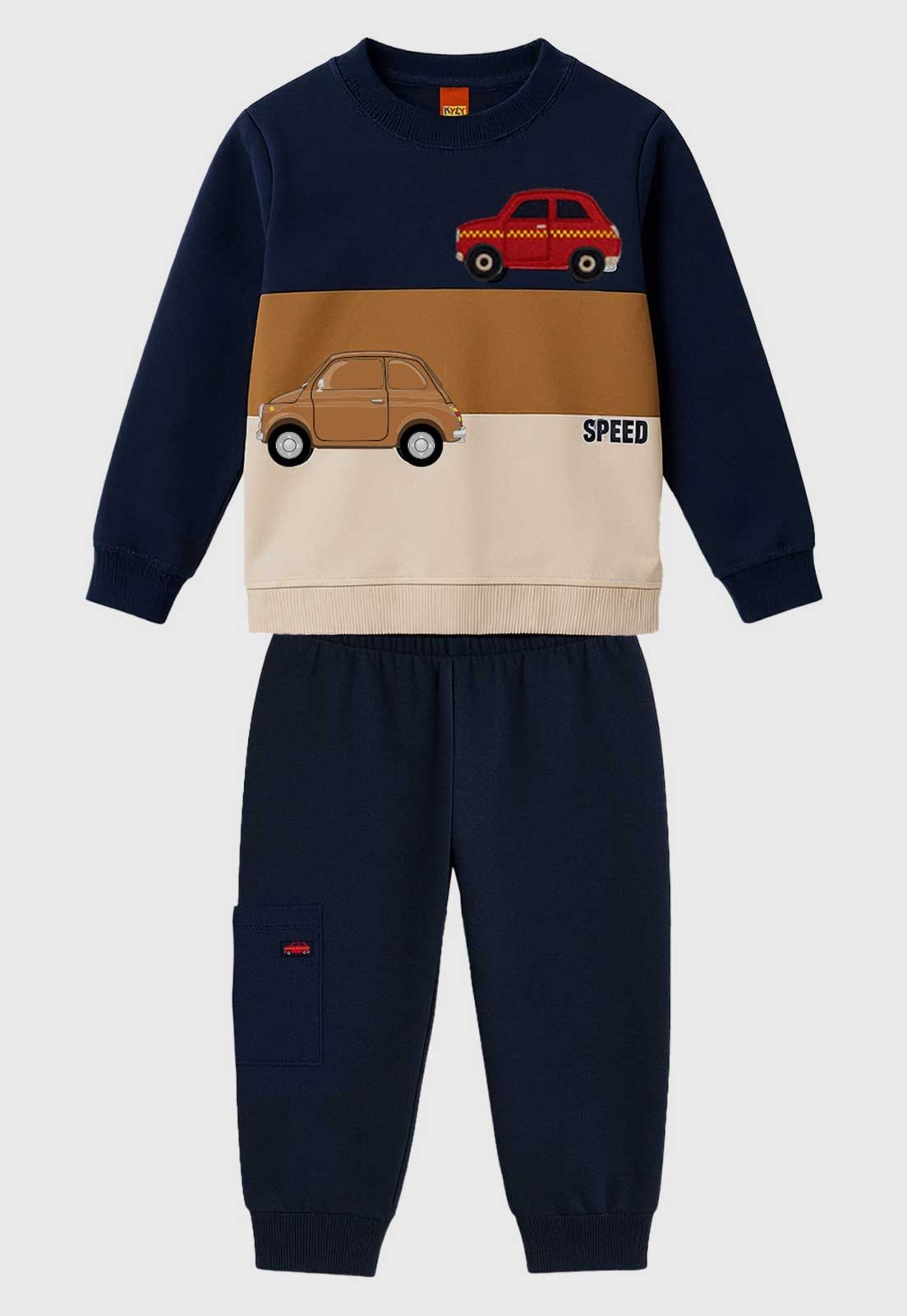 Conjunto Kyly Carros Colorido Azul-Marinho