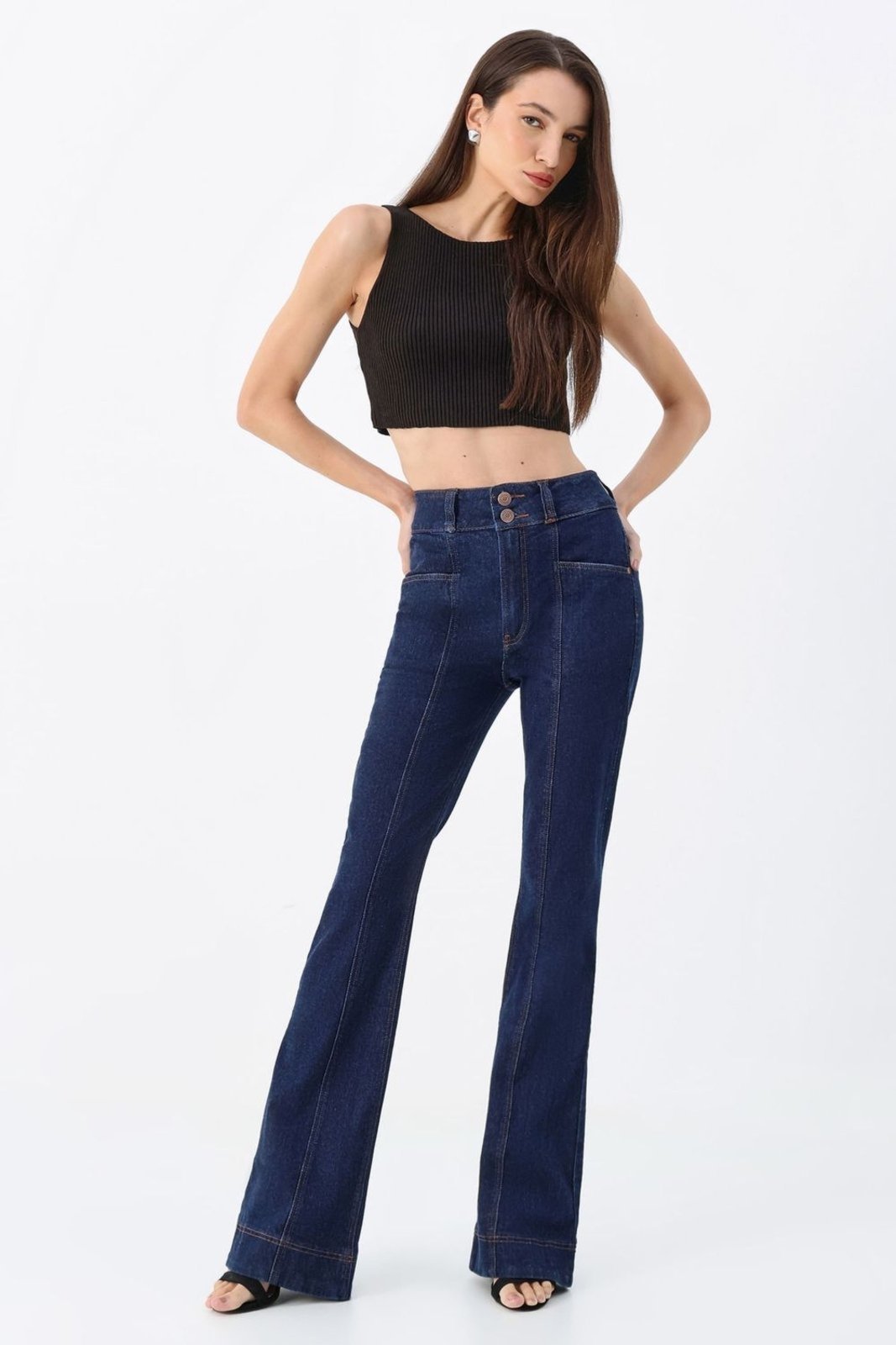 Vista 2 Calça Flare Cintura Alta ACT FEMININO jeans ACT FEMININO jeans