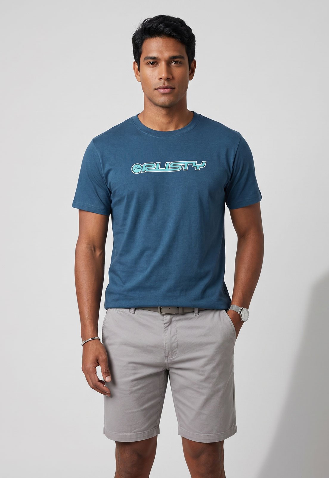 Camiseta Masculina Rusty Silk MC Shape Azul
