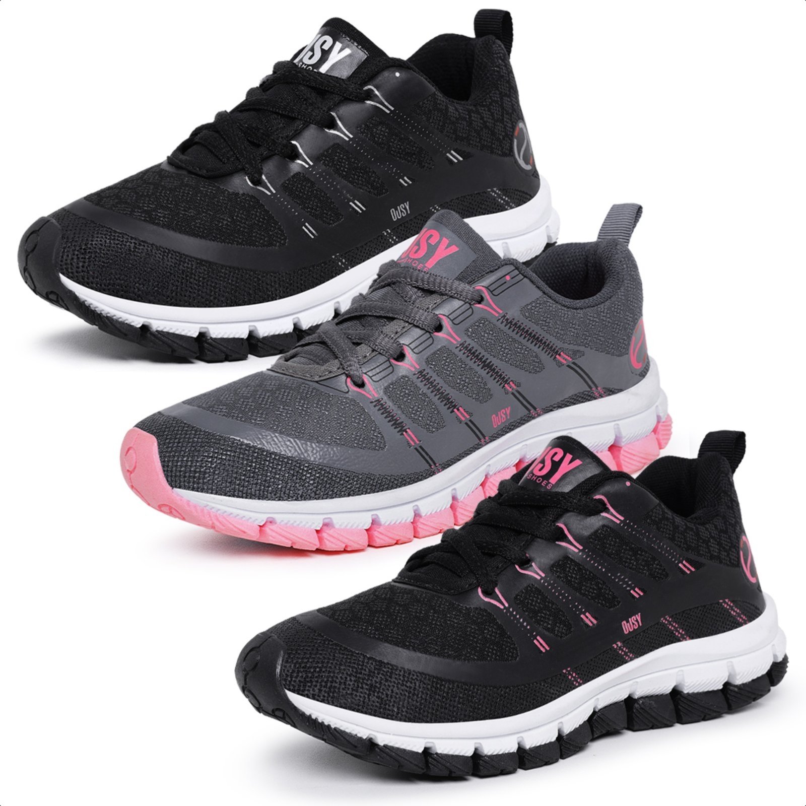 Infantil – Kit 3 Pares Tênis Menina Ousy Shoes Casual Leve Conforto Esportivo Escola Passeio Lançamento Combo Feminino