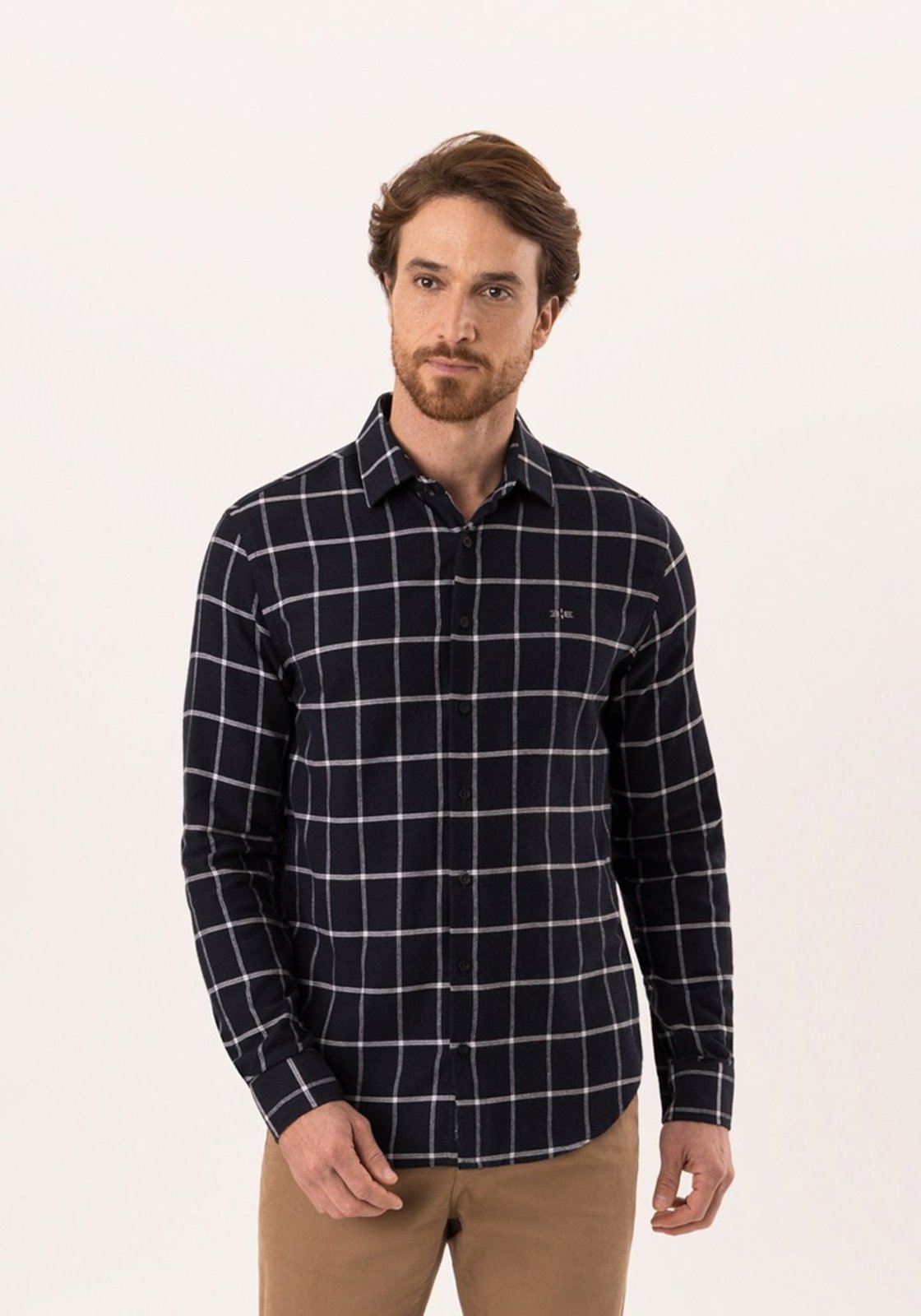 Camisa Slim Fit Em Flanela Com Mangas Longas