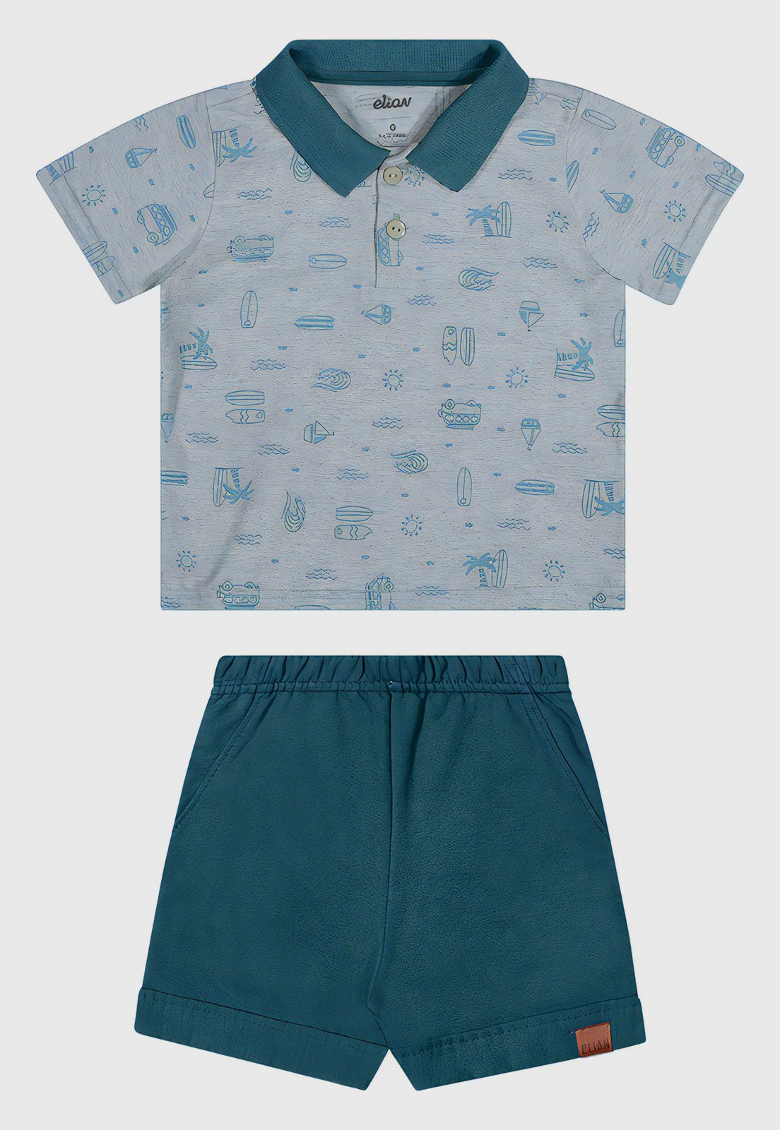 Conjunto 2pçs Manga Curta Elian Camisa E Bermuda Verde