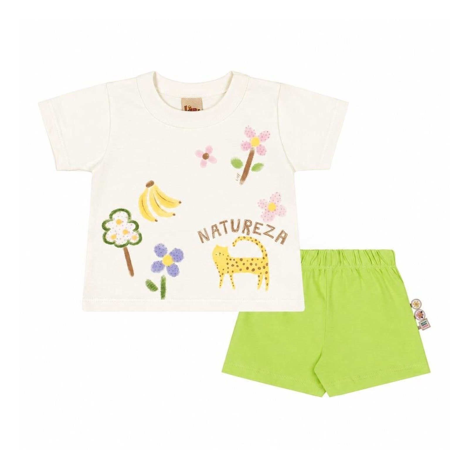 Infantil - Conjunto de Camiseta e Shorts Natureza Livy Branco/Verde G Verde