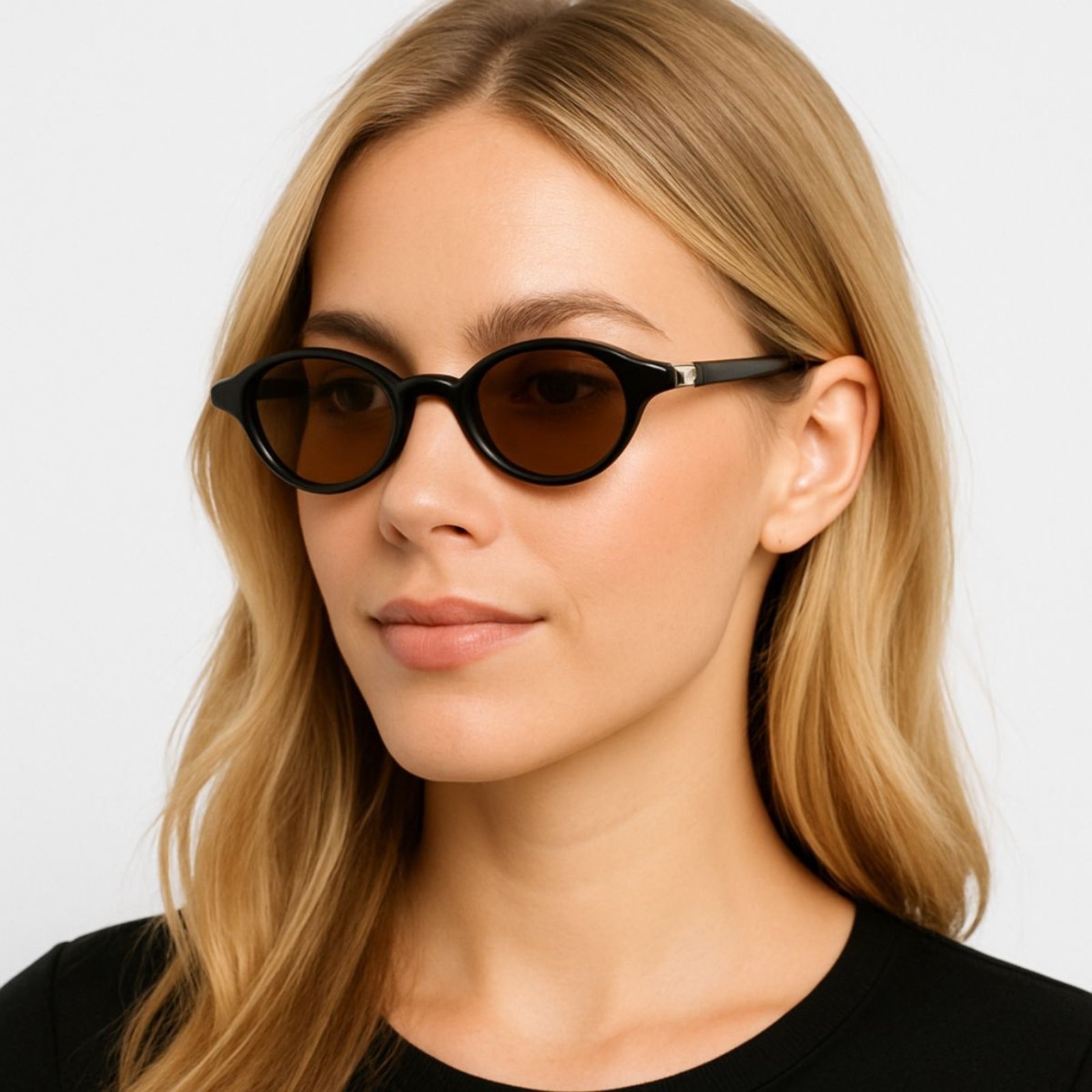 Óculos Retrô Virginia Preto Lente Marrom Elegante UV400 Premium