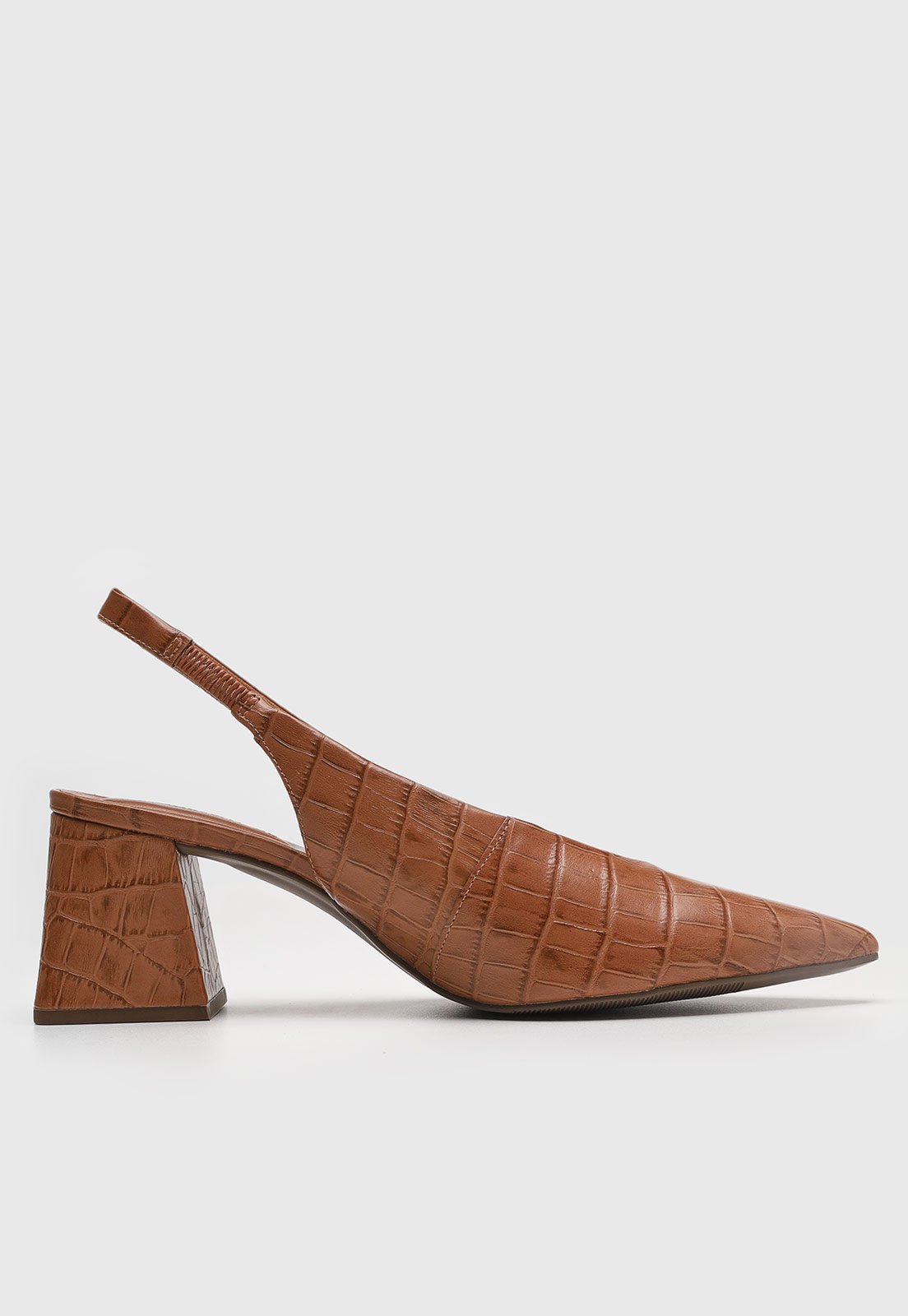 Vista 3 Sapato Fechado Feminino Loucos e Santos Slingback Textura Croco marrom Loucos e Santos marrom
