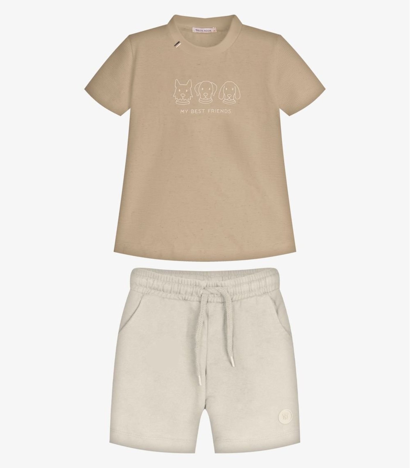 Infantil - Conjunto Camiseta Com Bermuda Trick Nick Bege