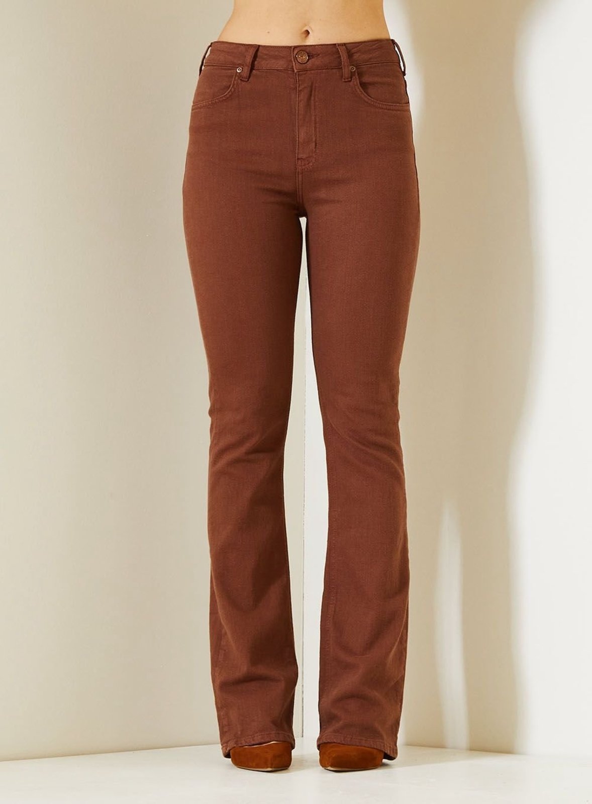 Calça Feminina Camila com Cintura Alta Triton Marrom Tiramisu