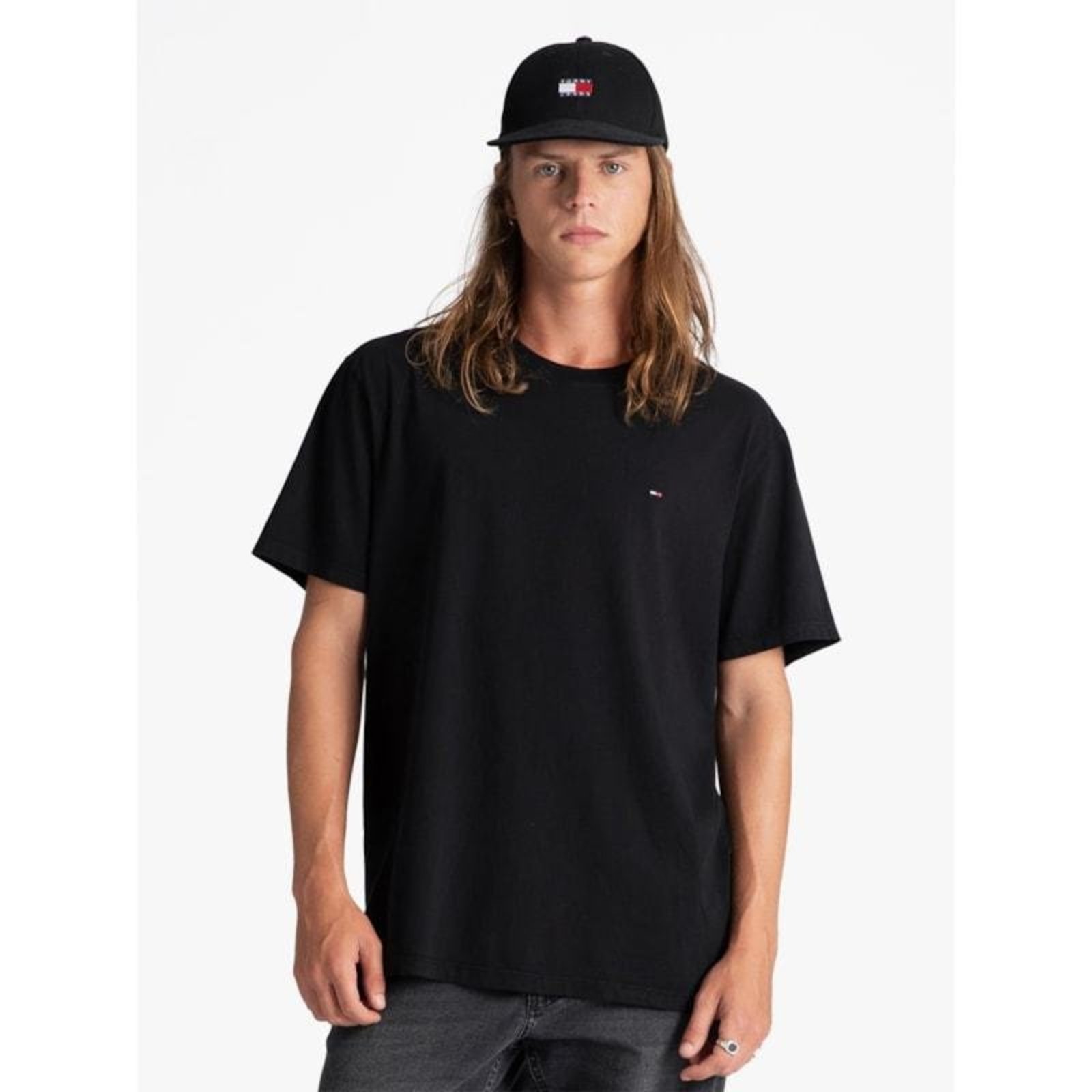 Camiseta Clássica Gola C Tommy Jeans Preto