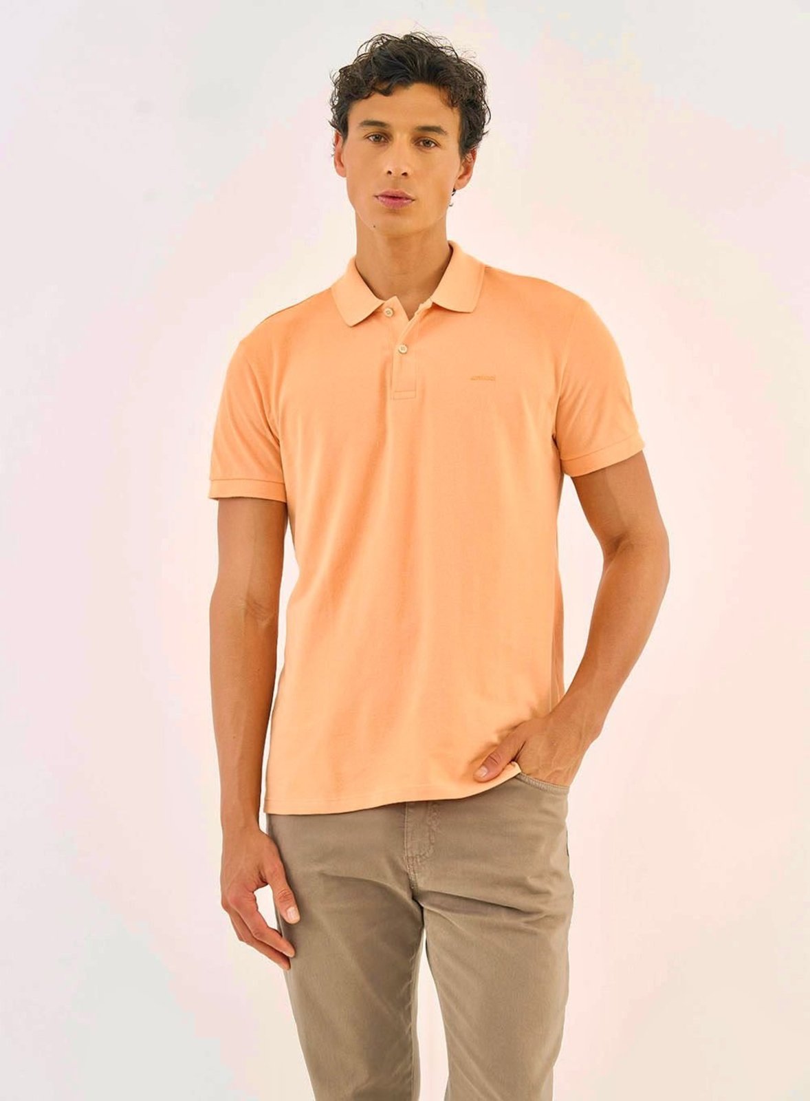 Camisa Polo Essential Piquet Colcci Rosa Glove Laranja