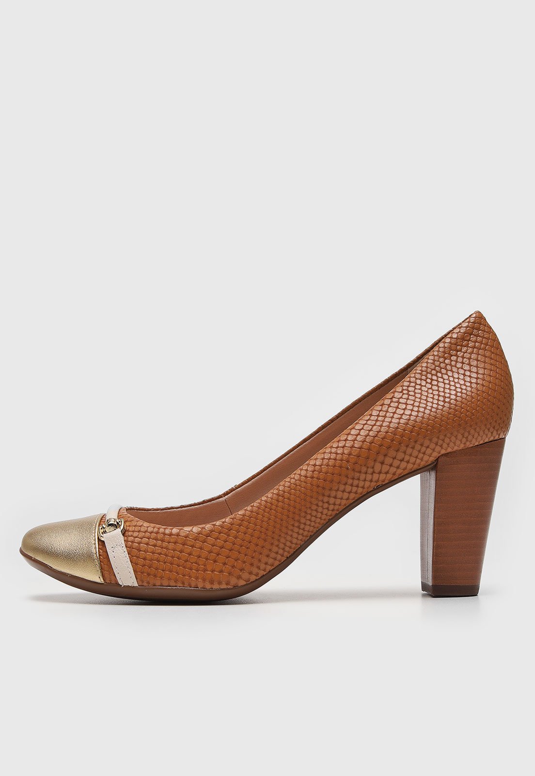 Scarpin Jorge Bischoff Lezard Caramelo
