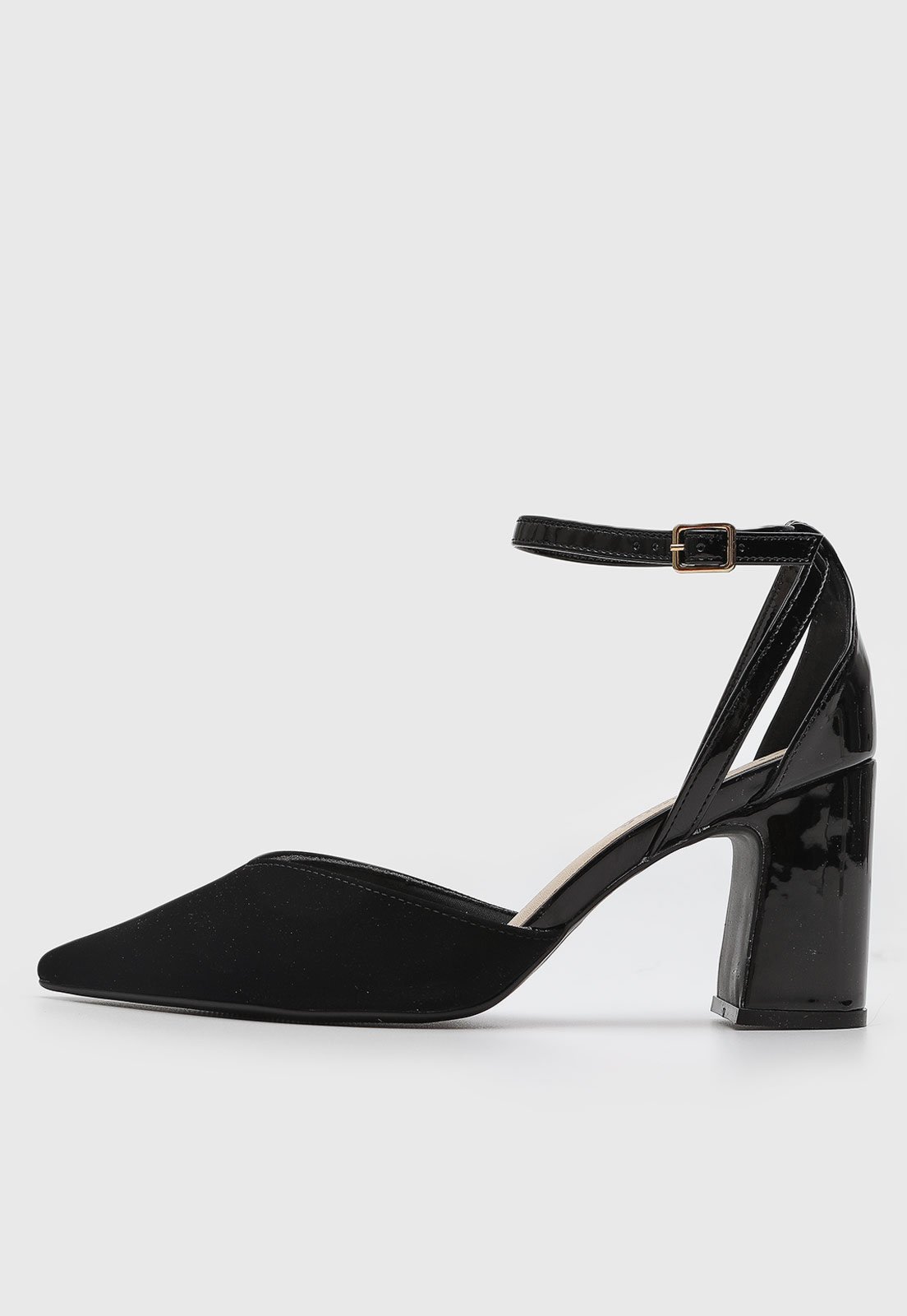 Scarpin Feminino cê Salto Bloco Bico Fino Preto