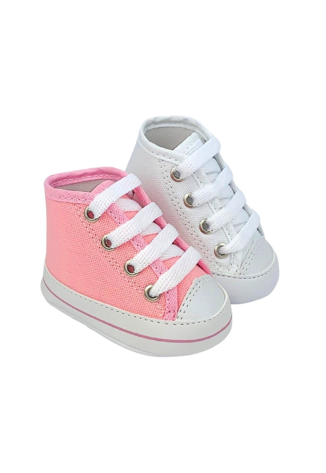 Infantil - Kit Com 2 Pares Sapatinho De Cano Alto Direto Da Fabrica T20 Branco E Rosa