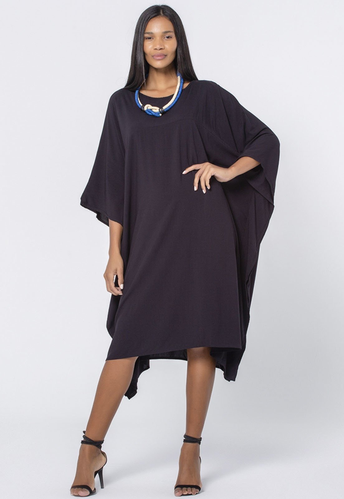 Vestido Kaftan Amazonia Vital Viscose Longo Preto