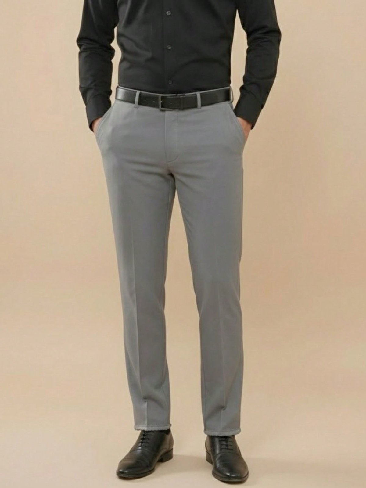 Calça Social Masculina Slim Fit Cinza Claro Panamá Alfaiataria