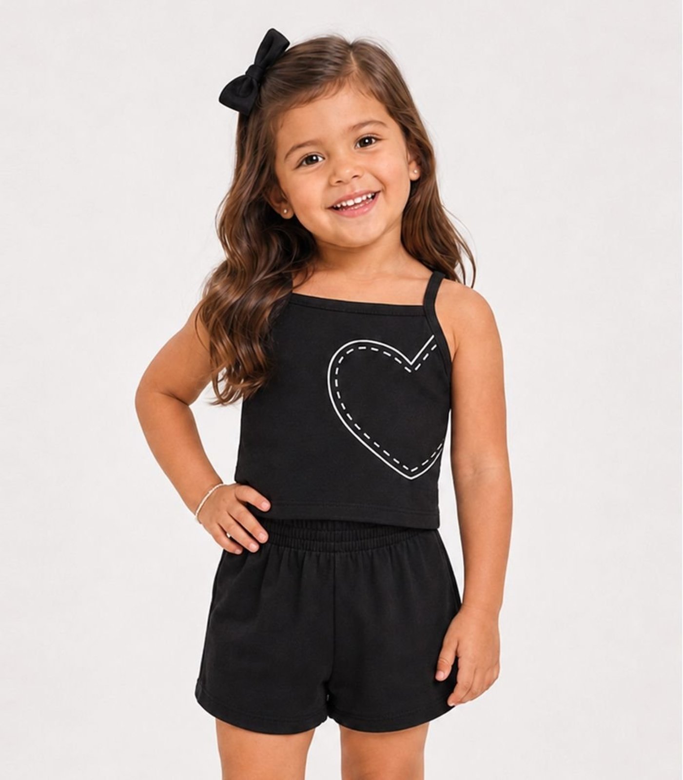 Infantil - Conjunto Blusa e Shorts Feminino Select Preto