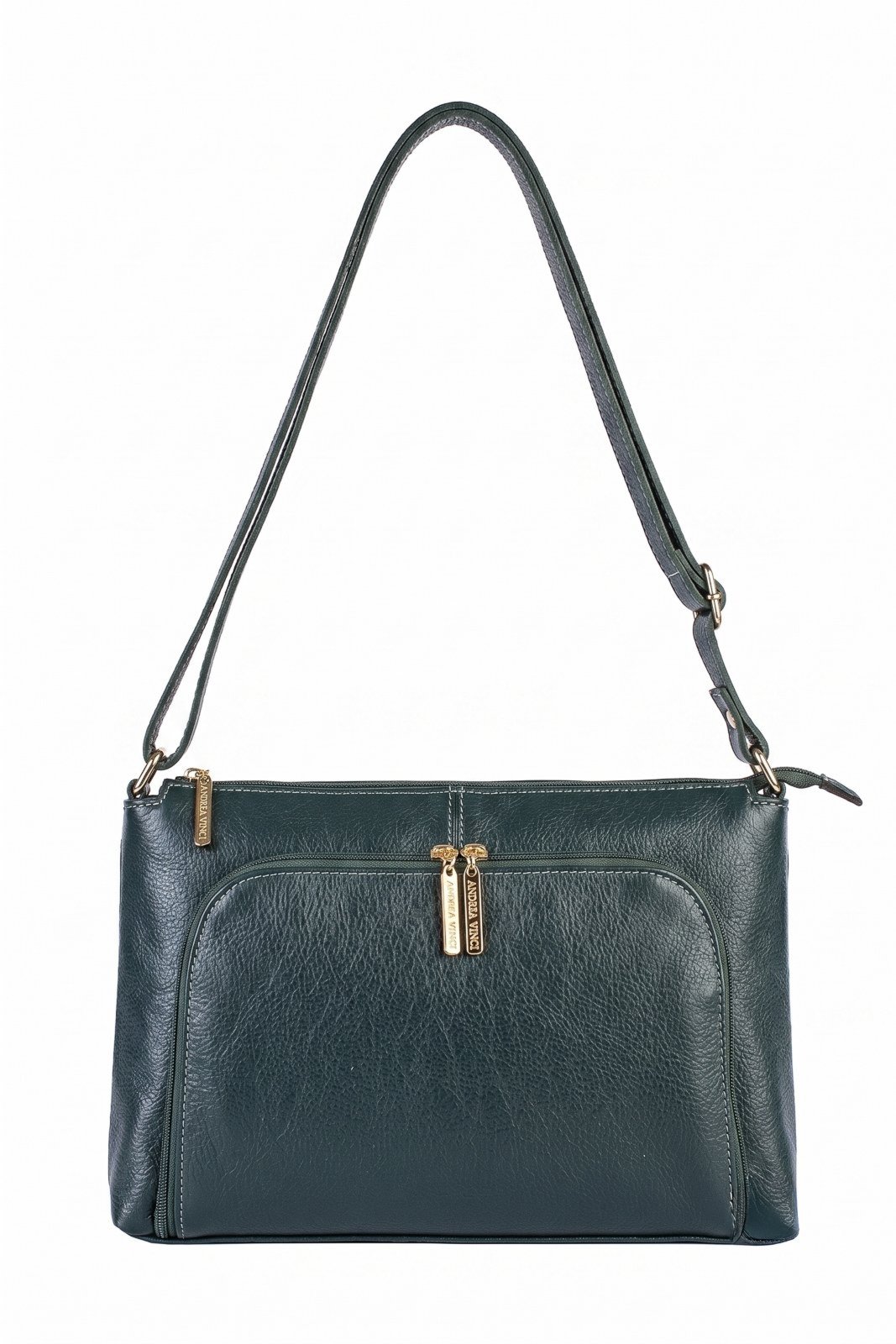 Bolsa de couro liso tiracolo Ninna - Verde Militar