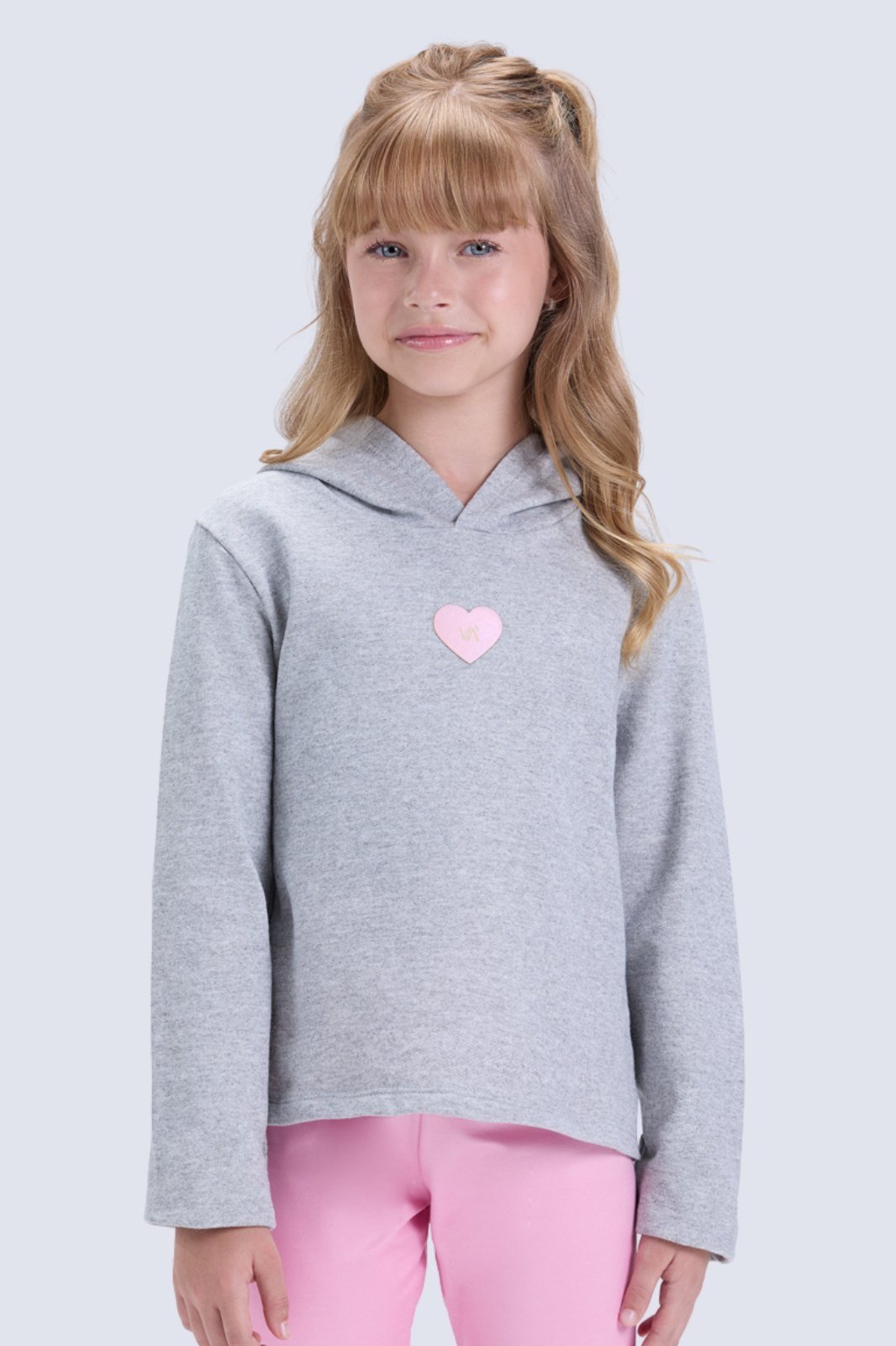 Vista 3 Infantil - Conjunto Feminino de Inverno Moletom Cropped Coração e Legging Cirrê VIDA COSTEIRA cinza VIDA COSTEIRA cinza