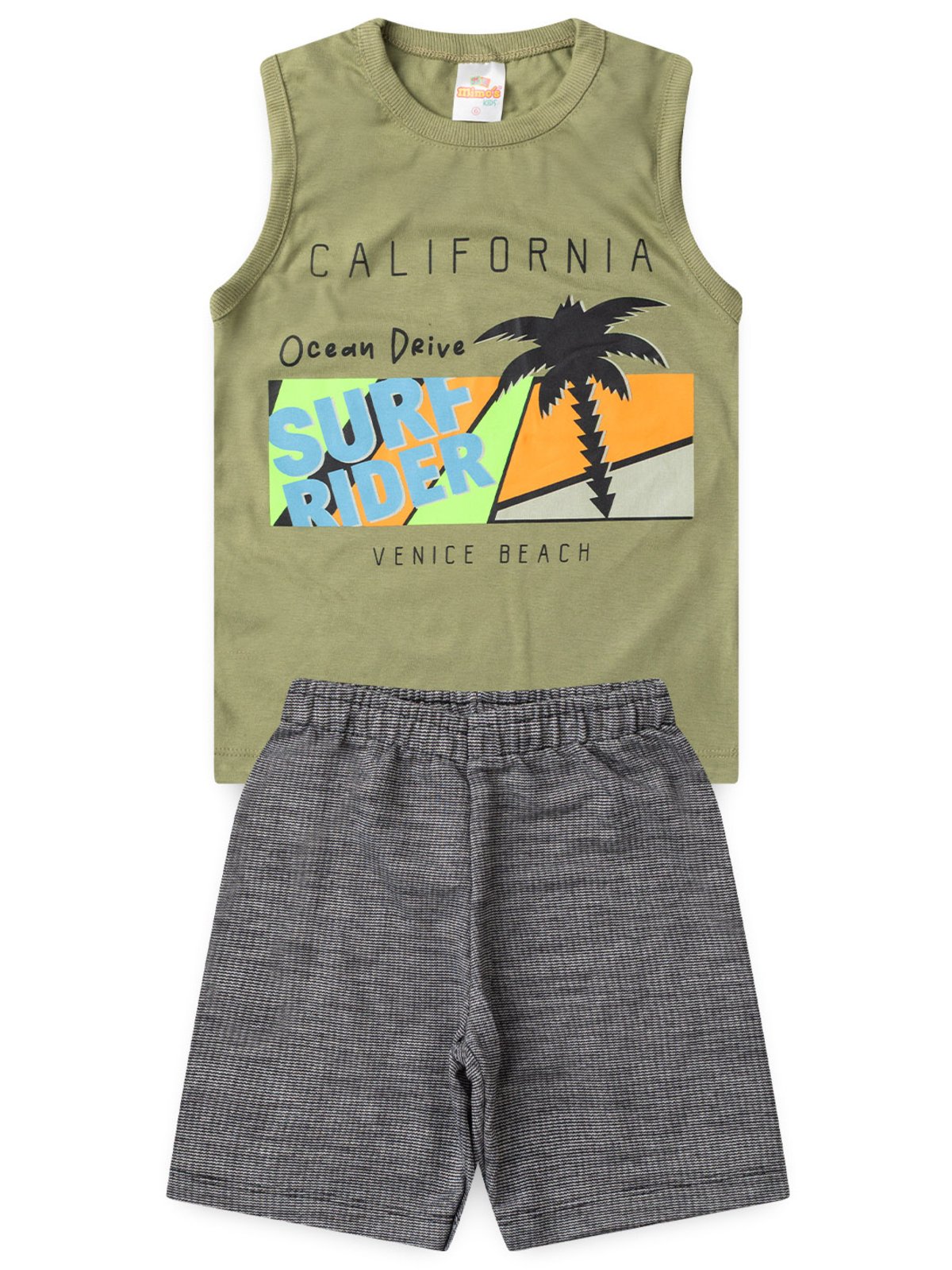 Infantil - Conjunto Verão Menino Regata California 2 ao 14 anos Verde