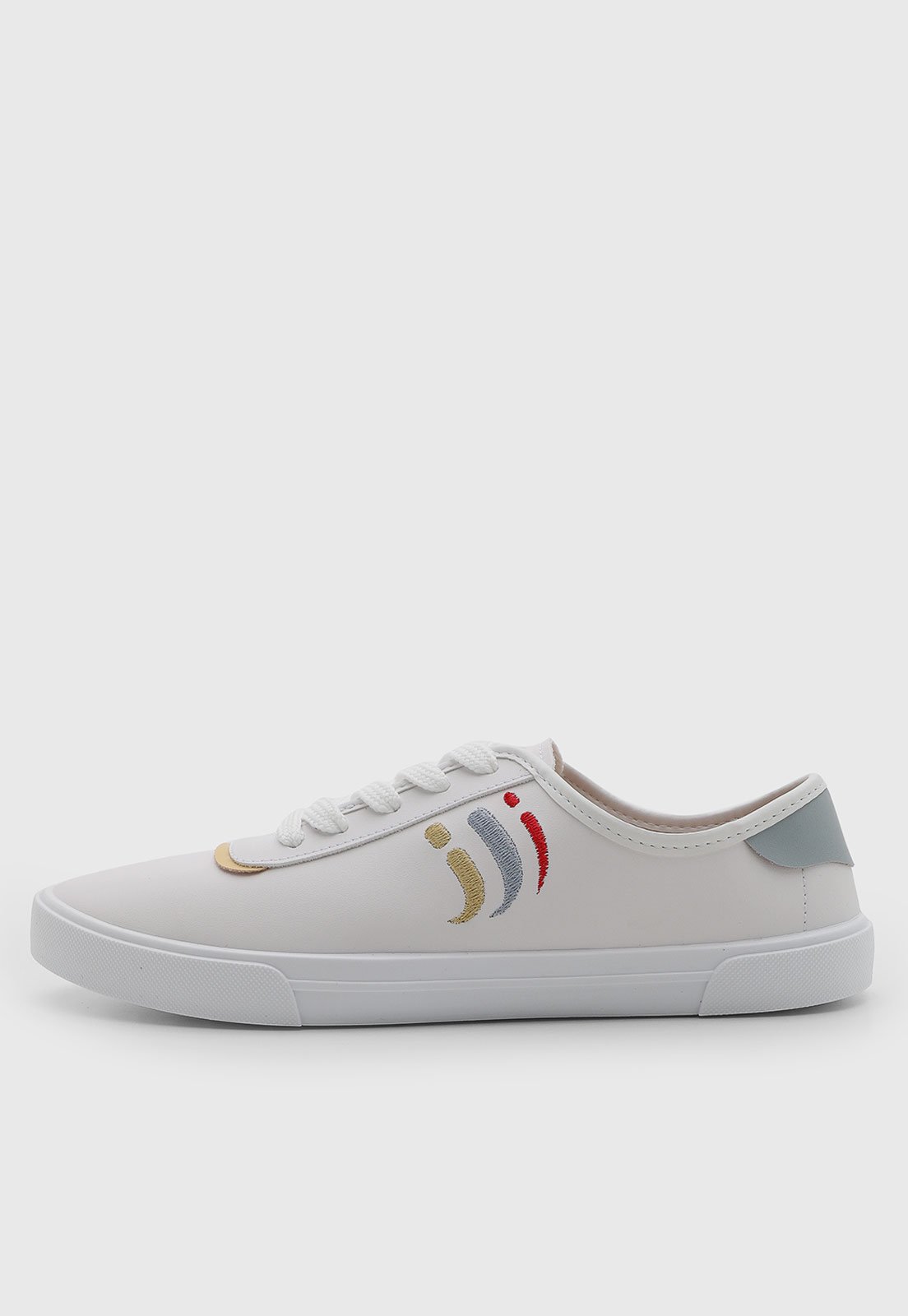 Tênis Feminino Moleca Detalhe Bordado Branco