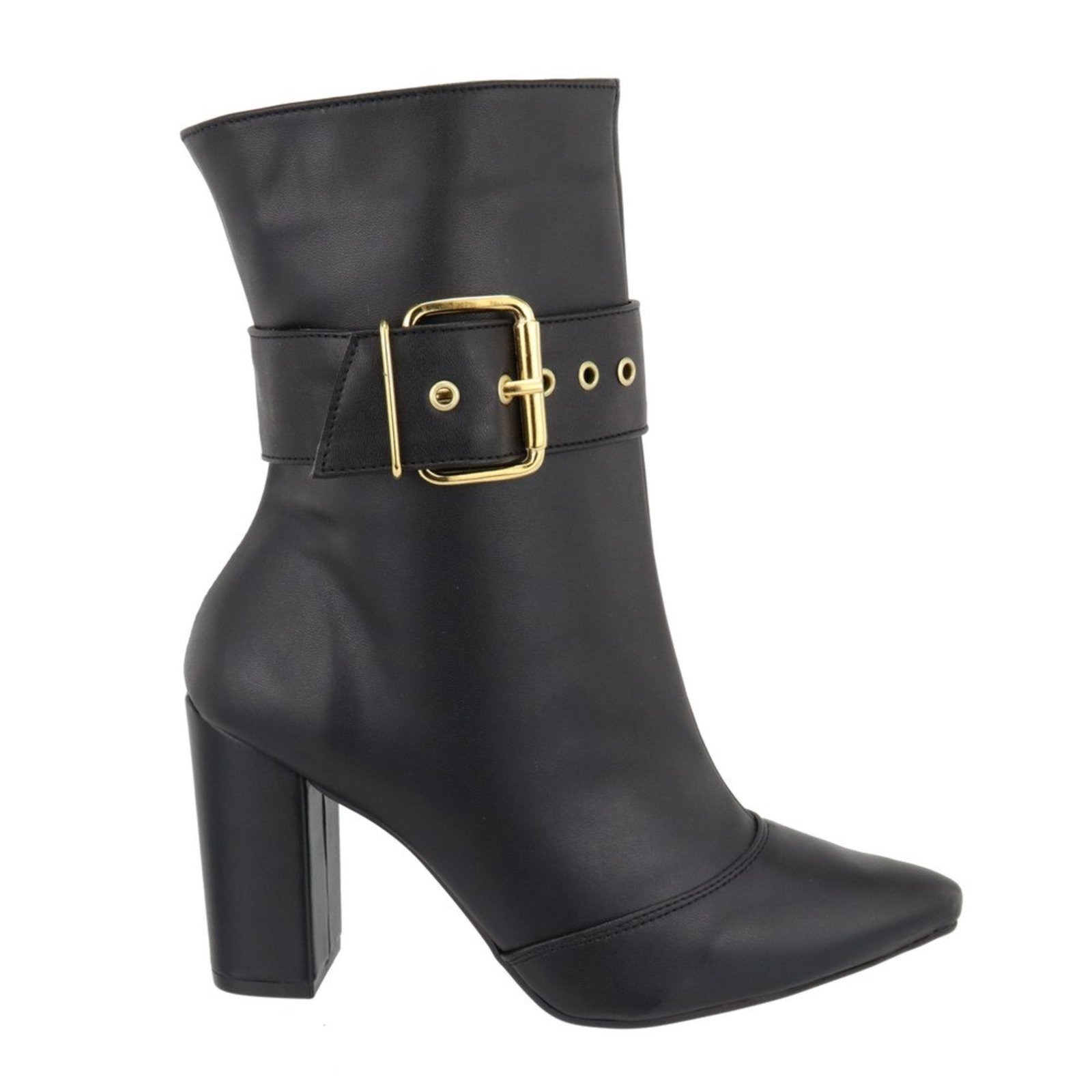 Bota Feminina Cano Médio 1836 Salto Grosso Preto