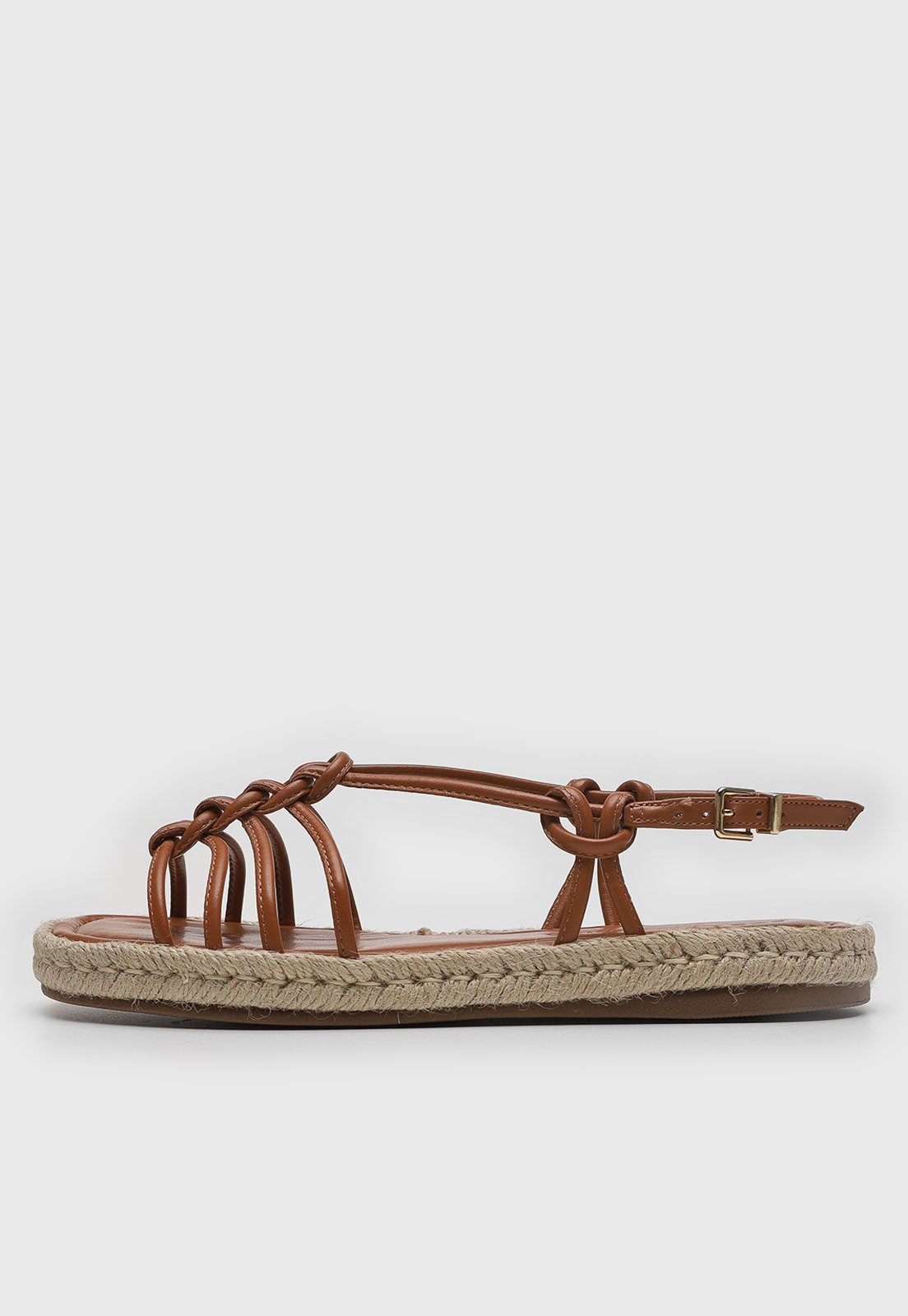 Sandália Feminina Loucos e Santos Espadrille Tiras Corda Natural Marrom