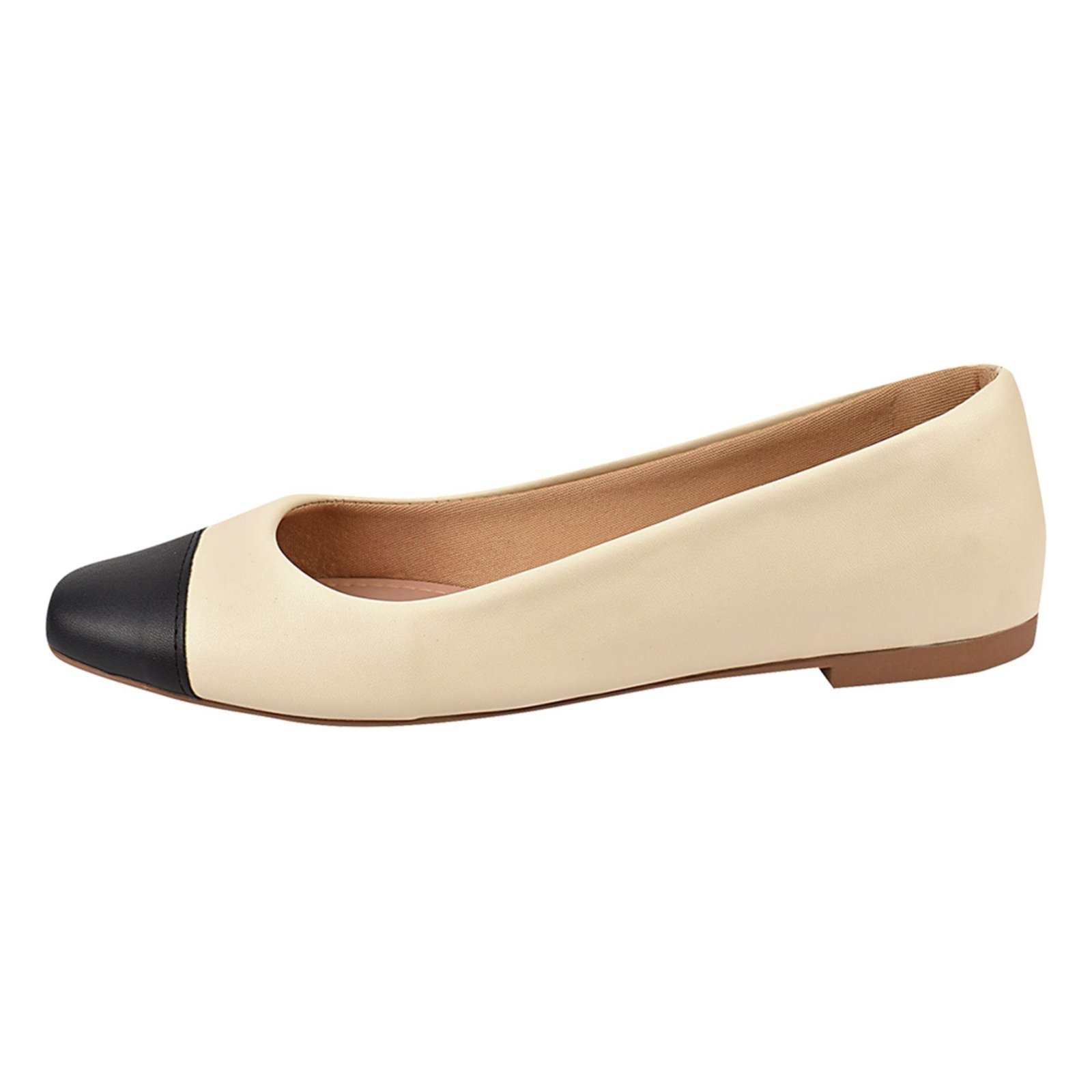 Vista 3 Sapatilha Feminina Boneca Bailarina CM Calçados Bico Quadrado Bicolor Off White Monte Shoes off-white white Monte Shoes off-white white