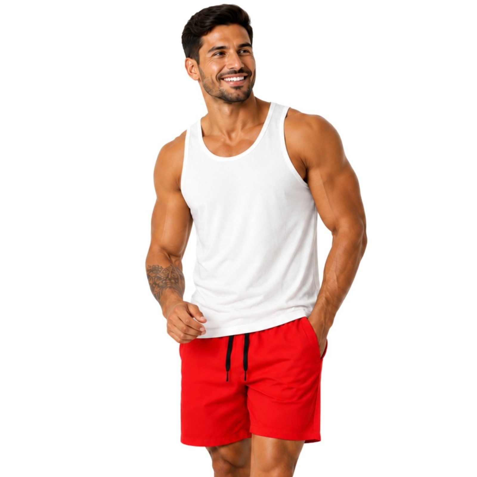 Conjunto Masculino Regata Algodão e Short Tactel Leve