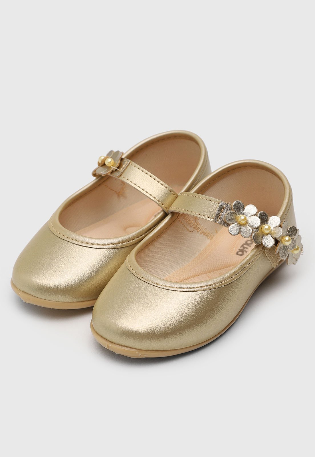 Vista 2 Infantil - Sapatilha Pimpolho Flora Dourada dourado Pimpolho dourado