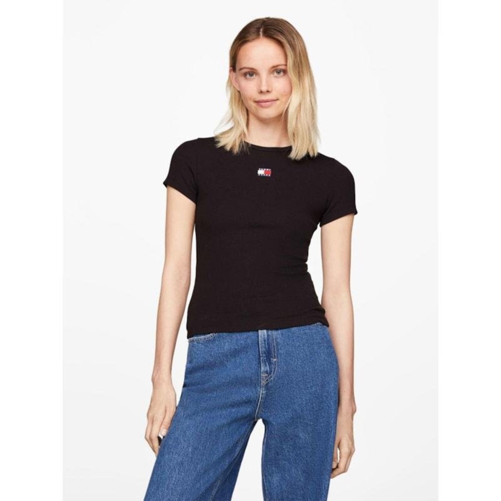 Camiseta Slim com Logo Tommy Jeans Preto