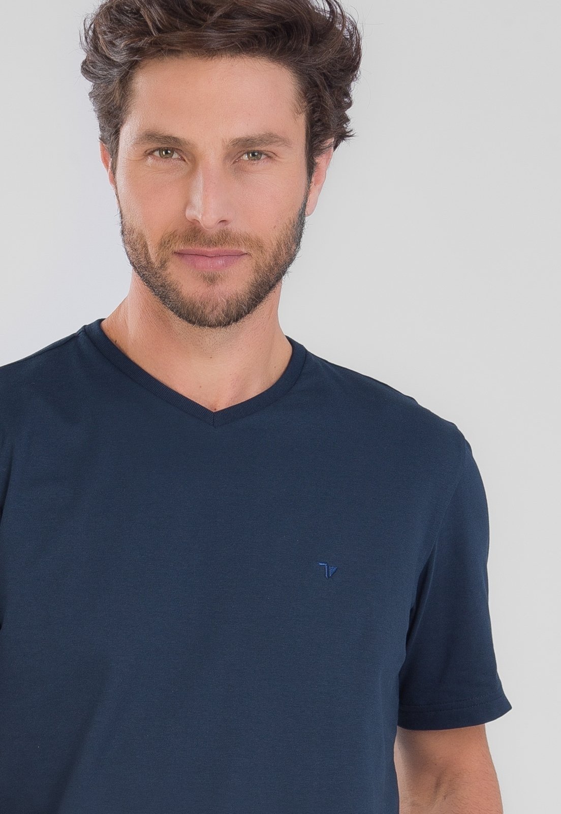 Camiseta Slim Traymon Gola V Marinho