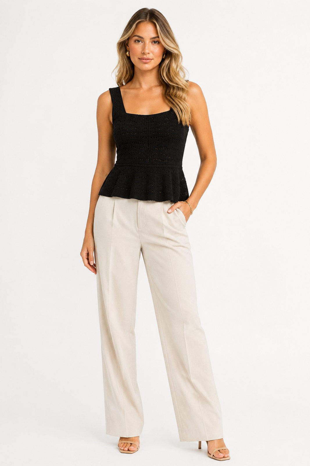 Blusa Tricôt D Bell Outlet Fashion Decote Quadrado Preto