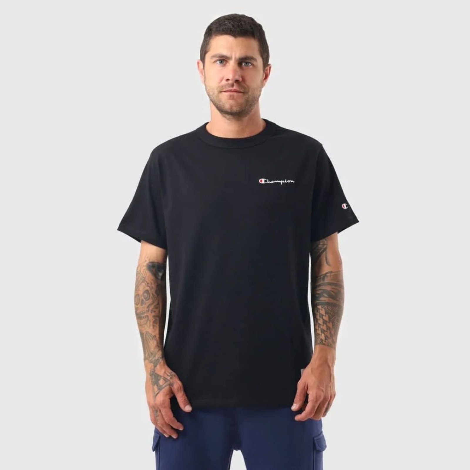Camiseta Champion Mini Logo Script - BLACK