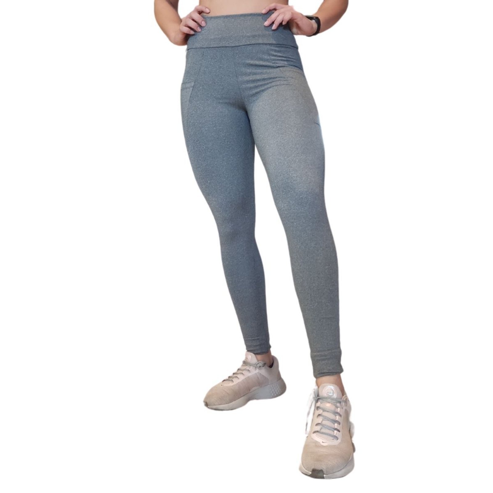 Calça Legging Heide Ribeiro Bolso Cinza Mescla
