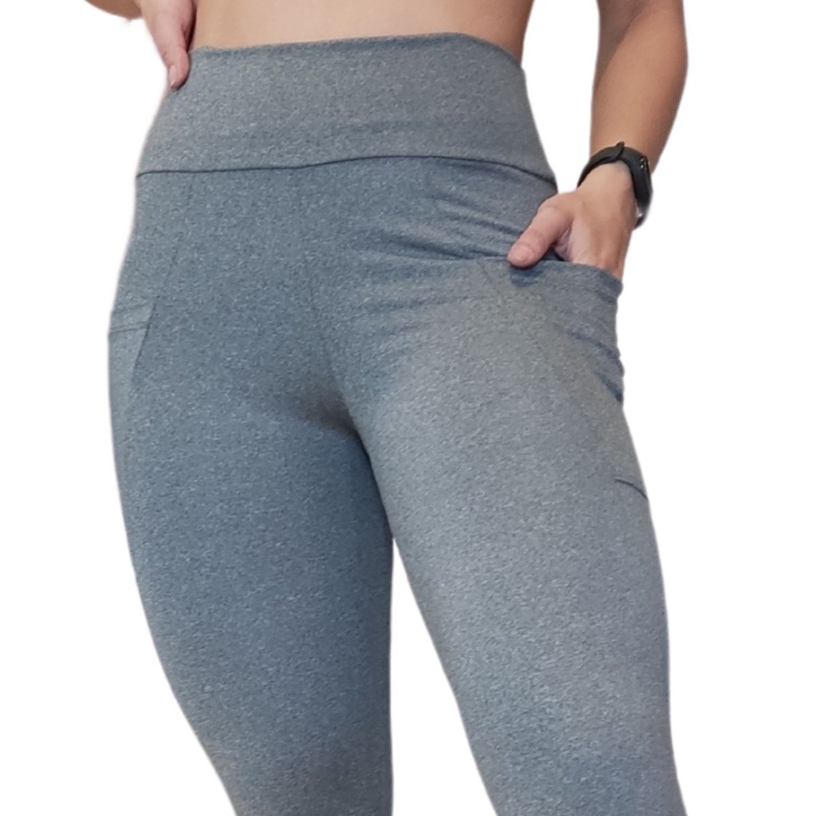 Vista 3 Calça Legging Heide Ribeiro Bolso Mescla cinza cinza
