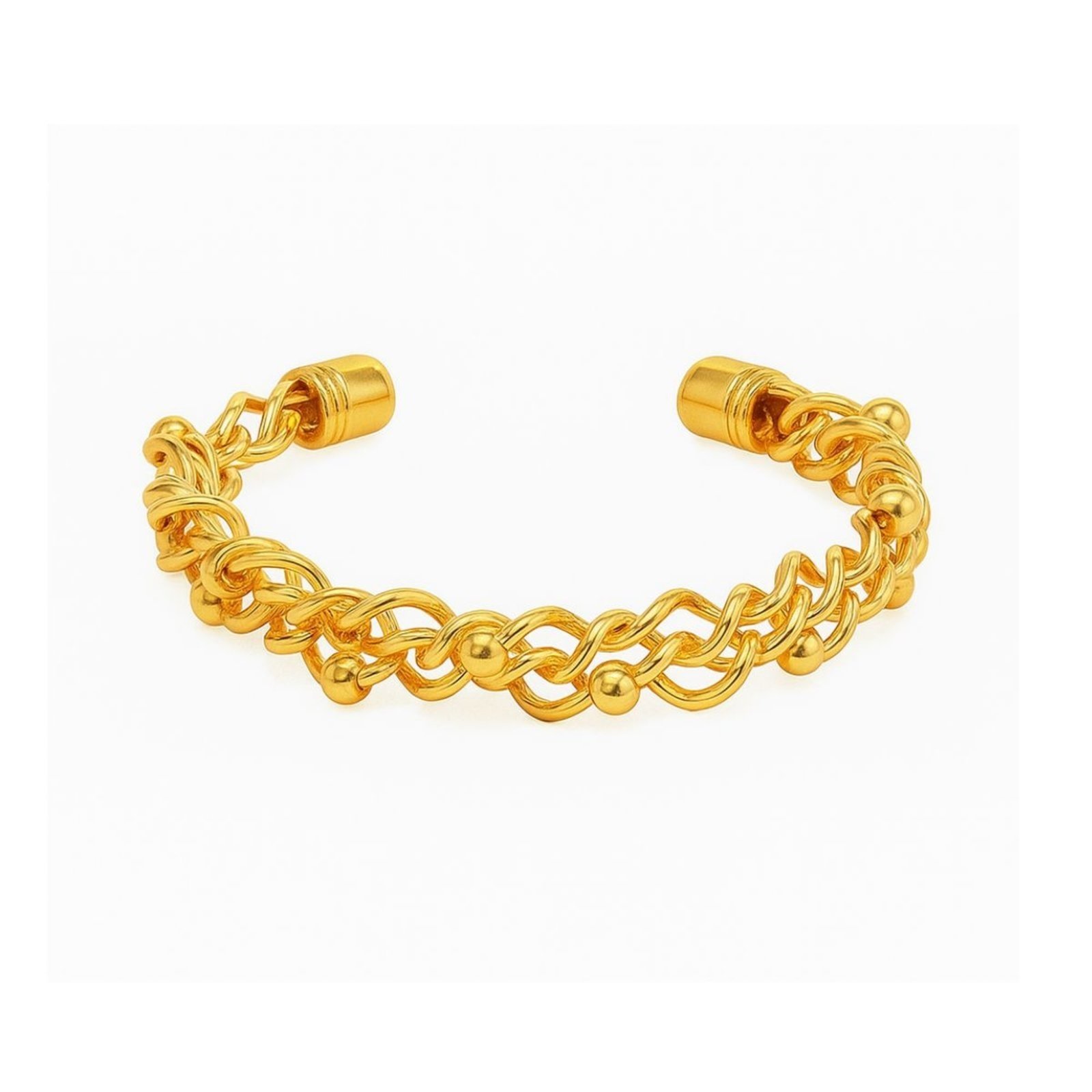 Vista 2 Bracelete Bolinhas Banhada a Ouro Vih Triny dourado Vih Triny dourado
