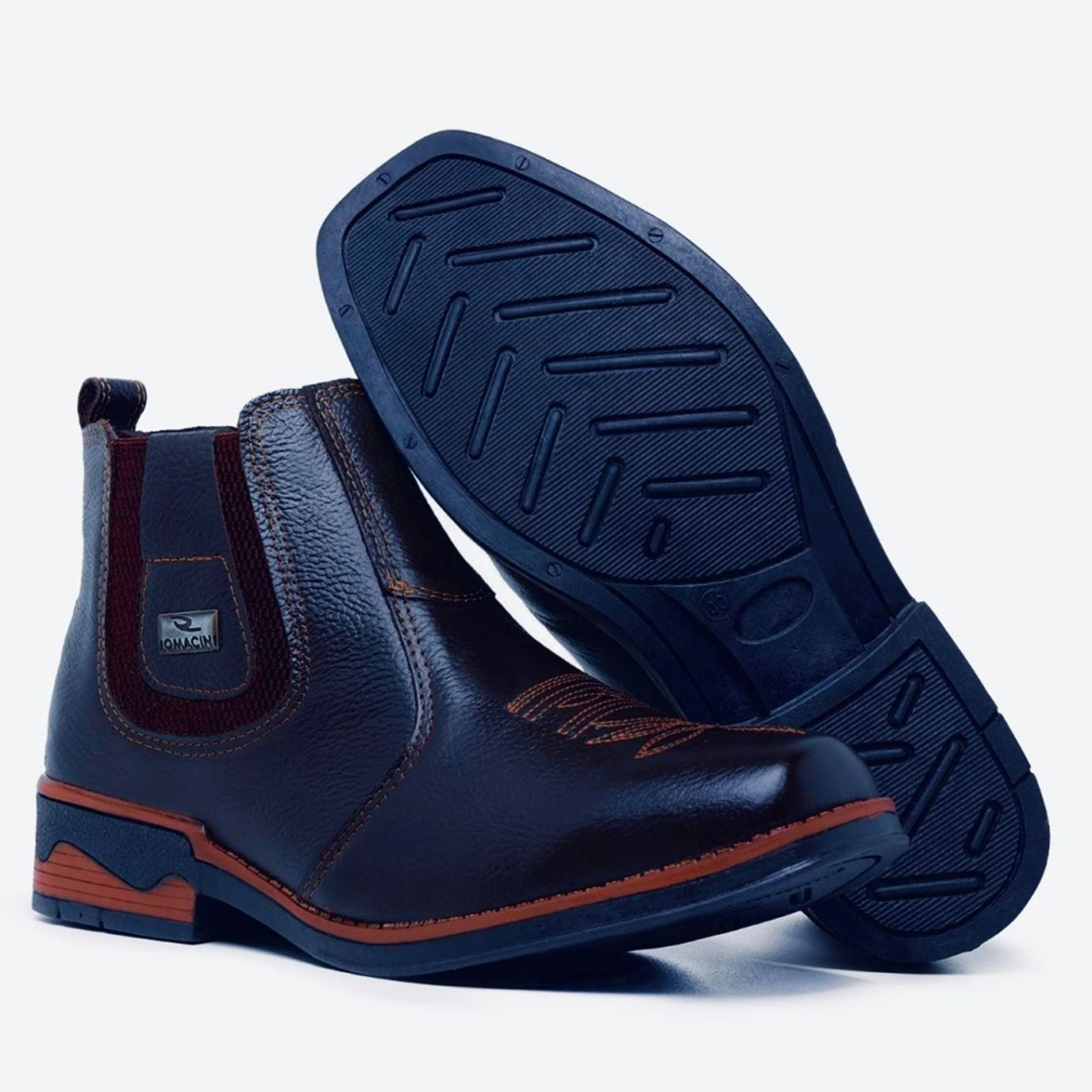 Botina Texas Masculina em Couro Preto
