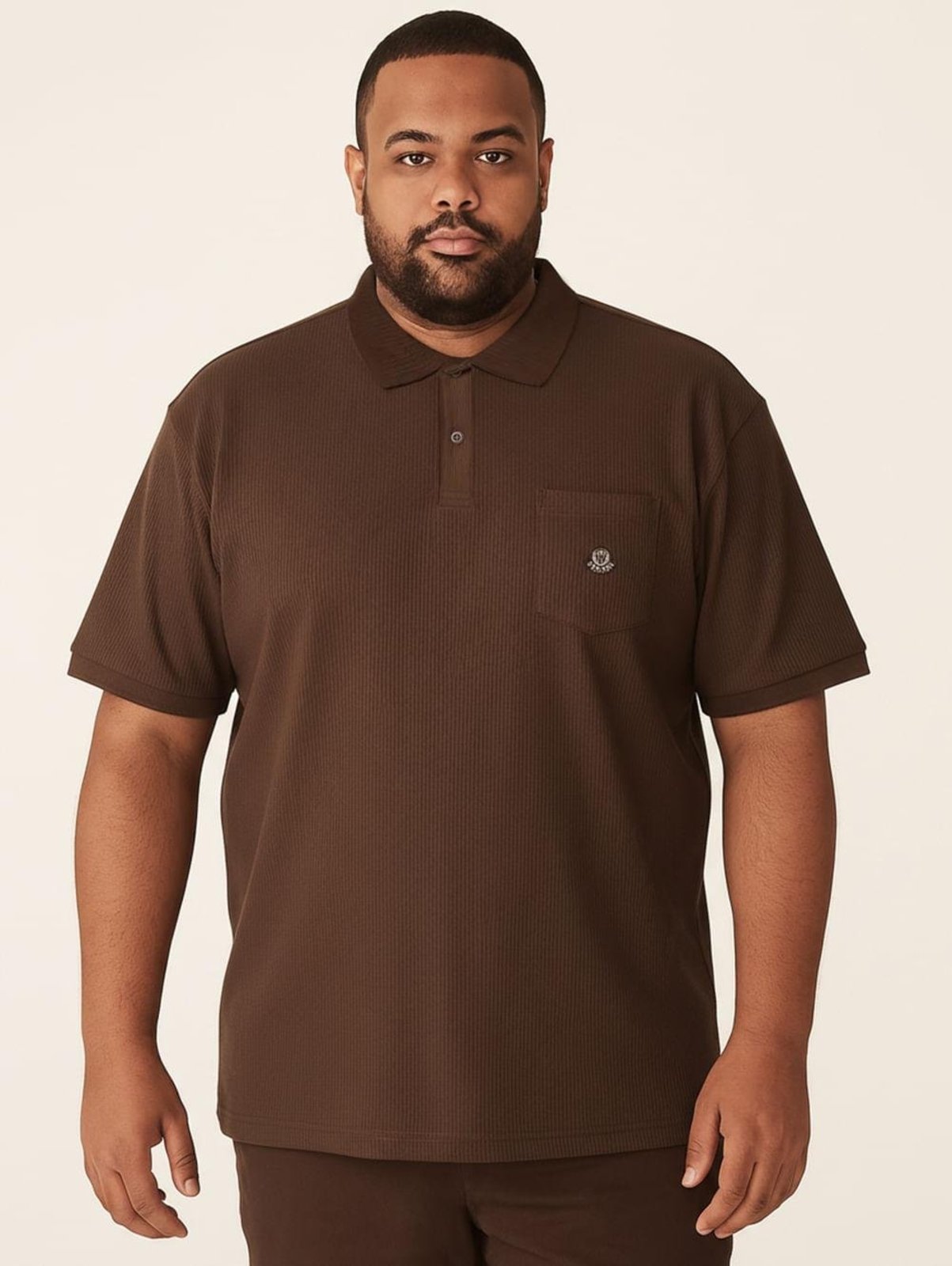 Polo Manga Curta Plus Size Masculina MARROM