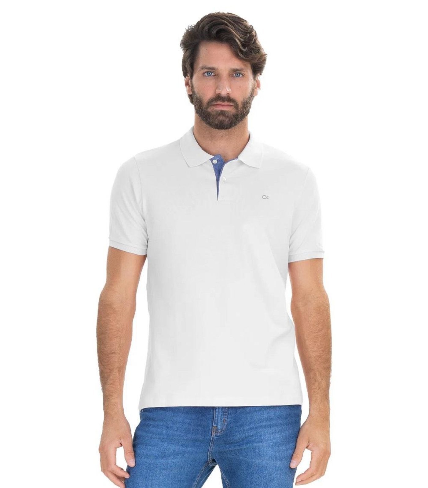 Camisa Polo Manga Curta Masculina 007001001 Slim Ogochi Branca