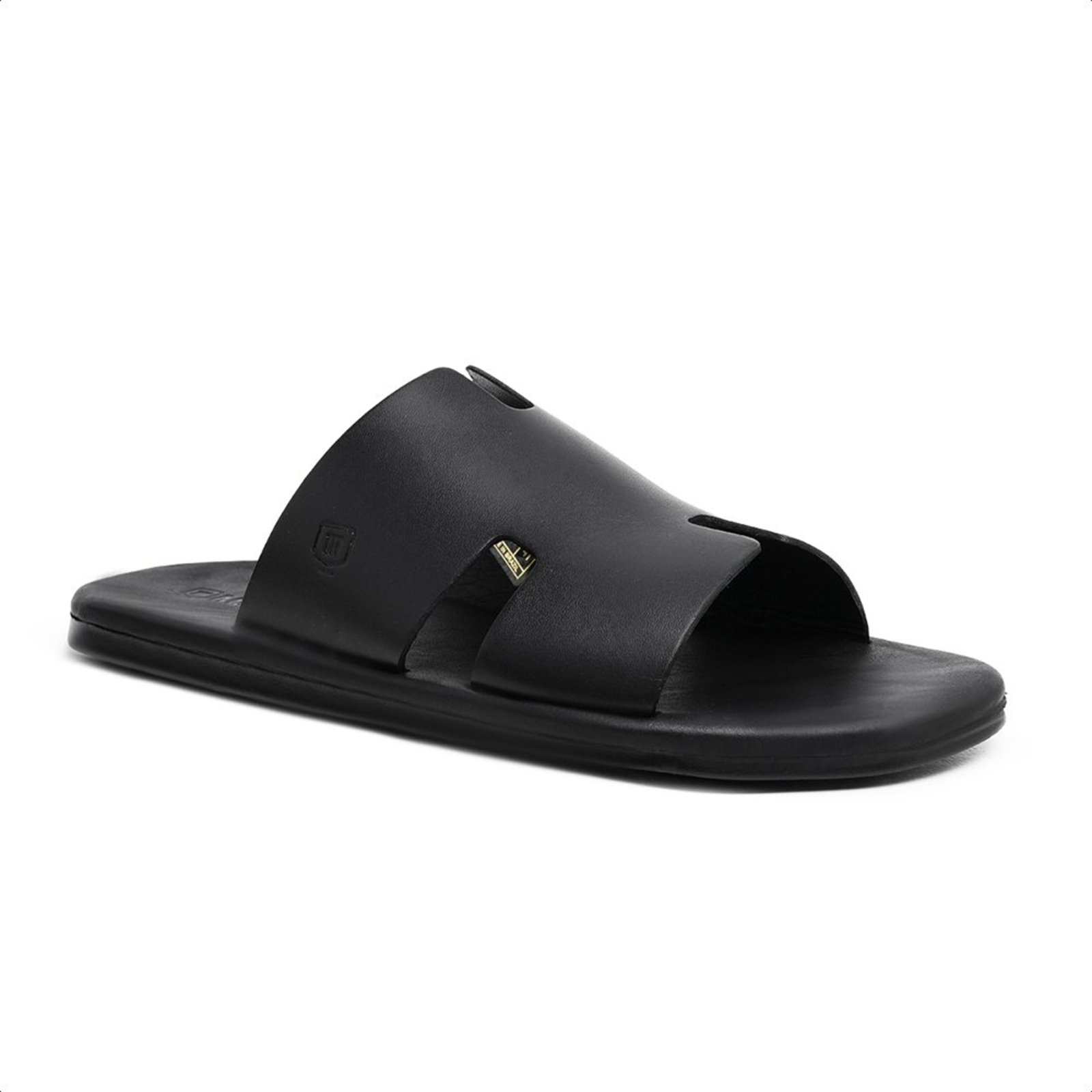 Chinelo Masculino em Couro Malbork Preto Anatômico Confortável Casual 007151P
