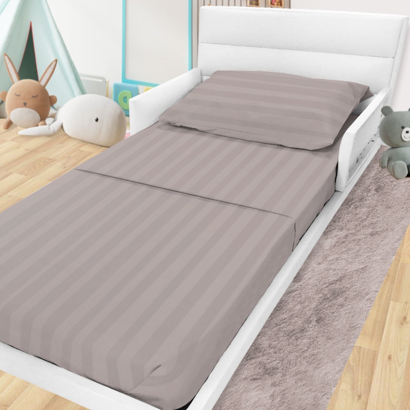 Jogo De Cama Lencol Para Mini Cama Montessoriana 100% Algodao Percal 300 Fios Premium 68x148cm BF Colchoes