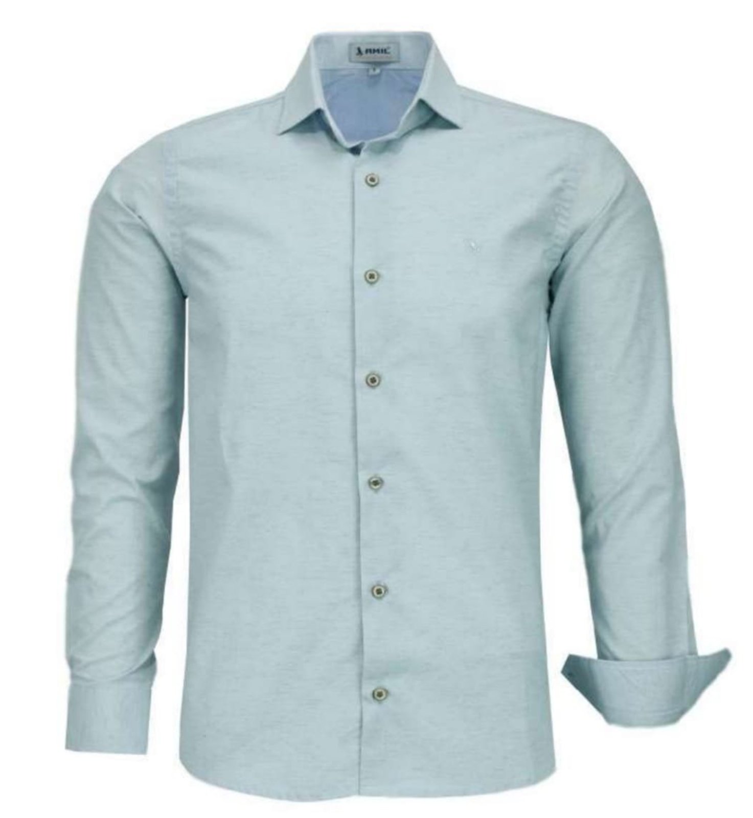 Camisa Amil Comfort Rootz Algodão Com Linho Macia Manga Longa Casual Luxo Cinza
