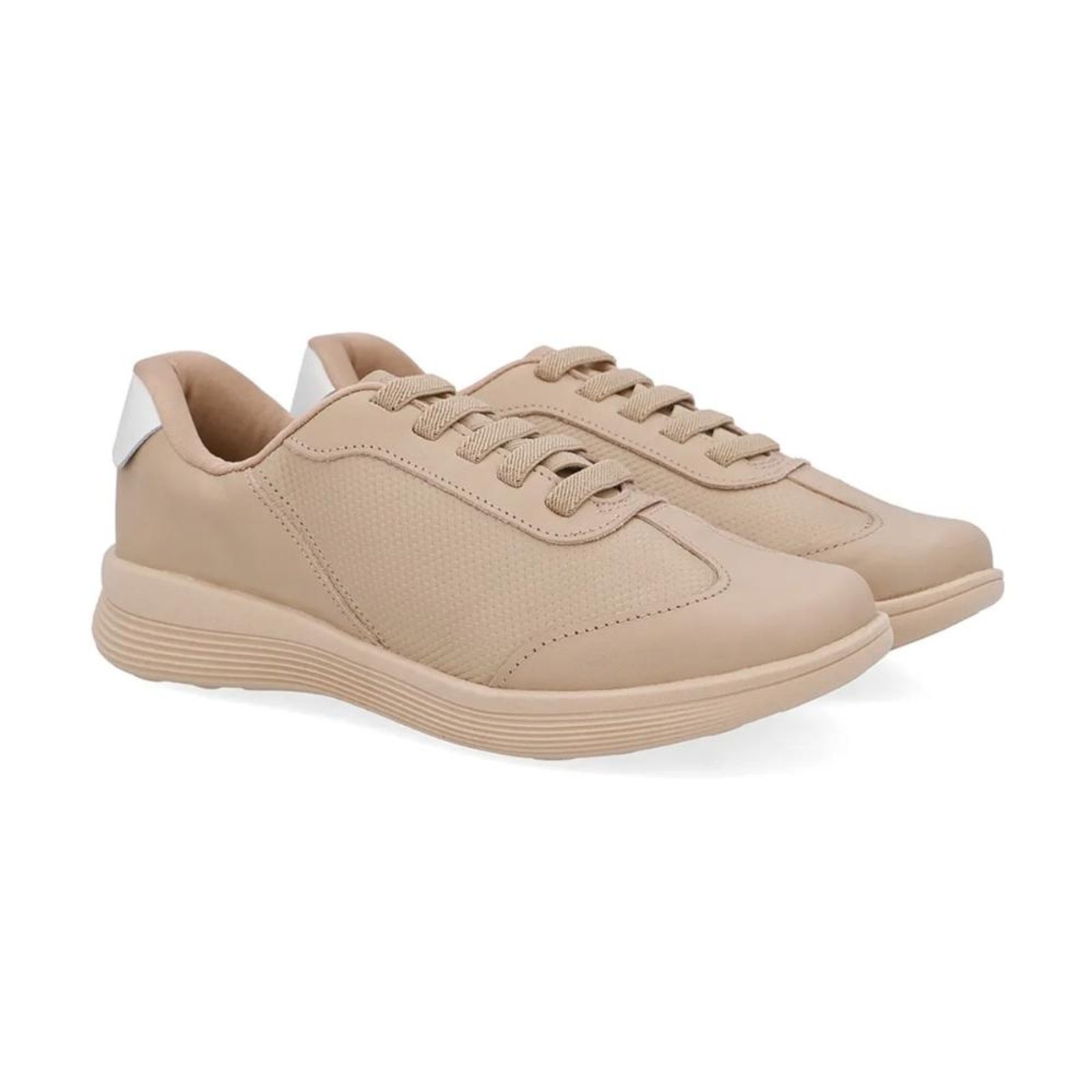 Vista 3 Tênis Usaflex Feminino Básico Couro Cadarço Elástico Casual UD02004 nude Usaflex nude