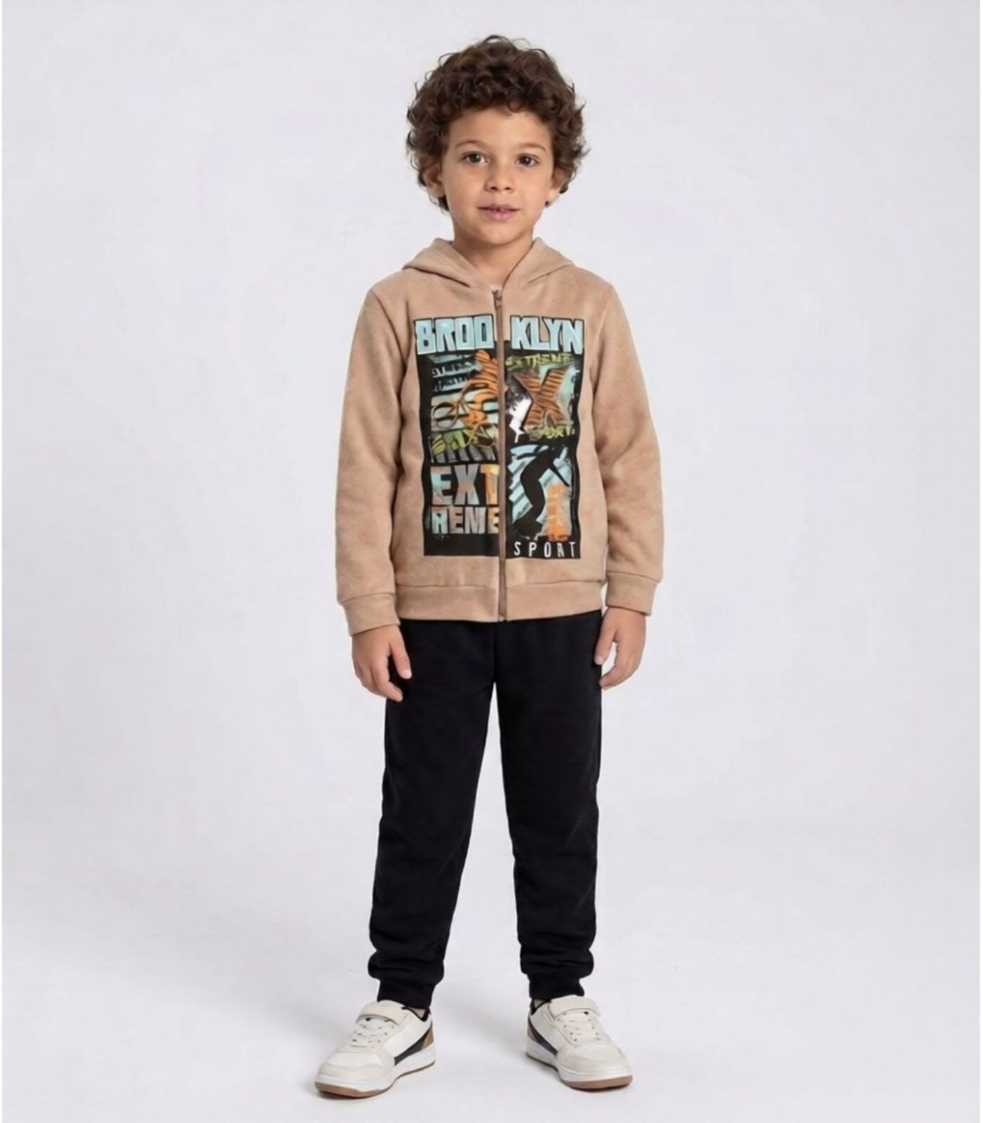 Infantil - Conjunto Moletom Menino Jaqueta E Calça Select Bege