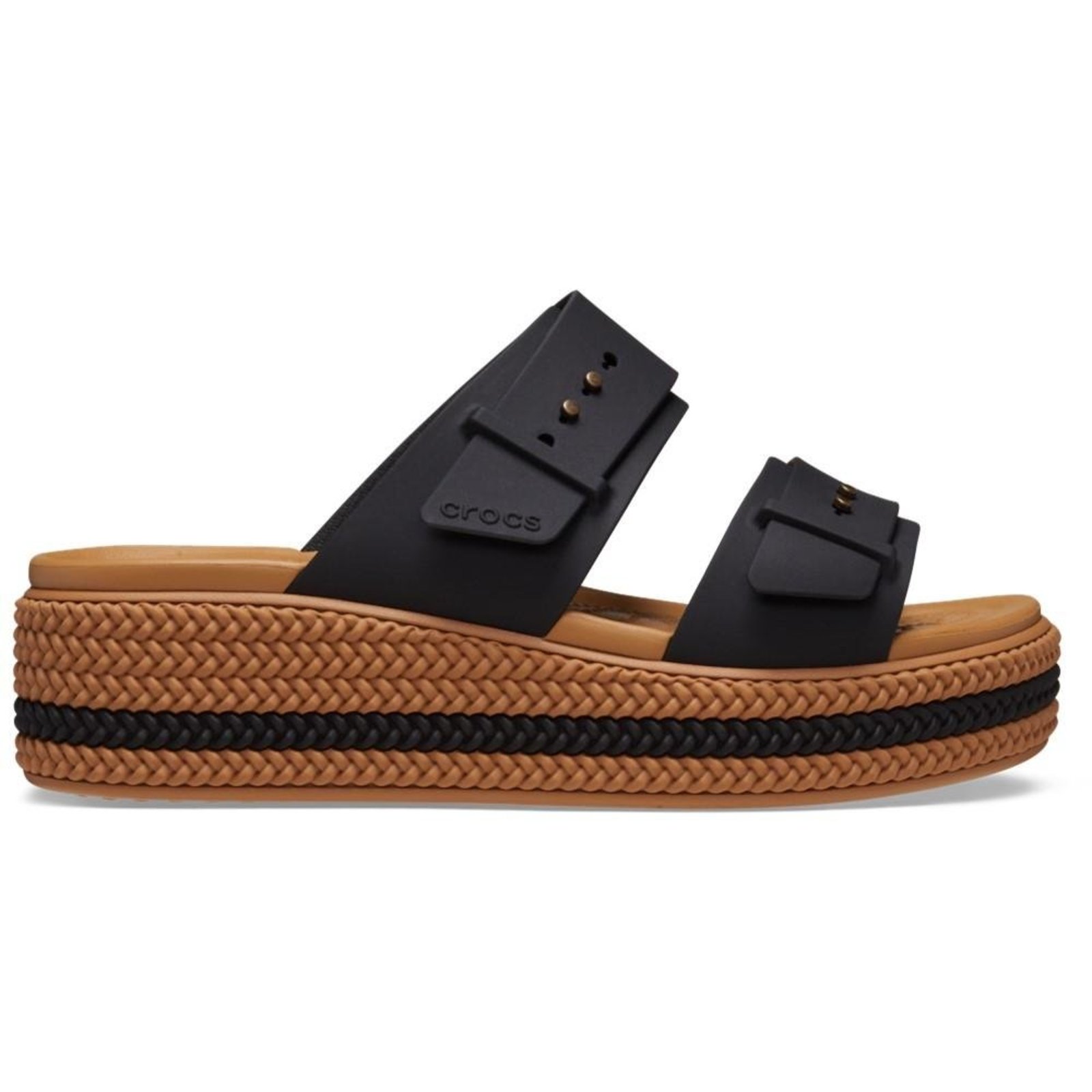 Sandália crocs brooklyn woven buckle black Preto