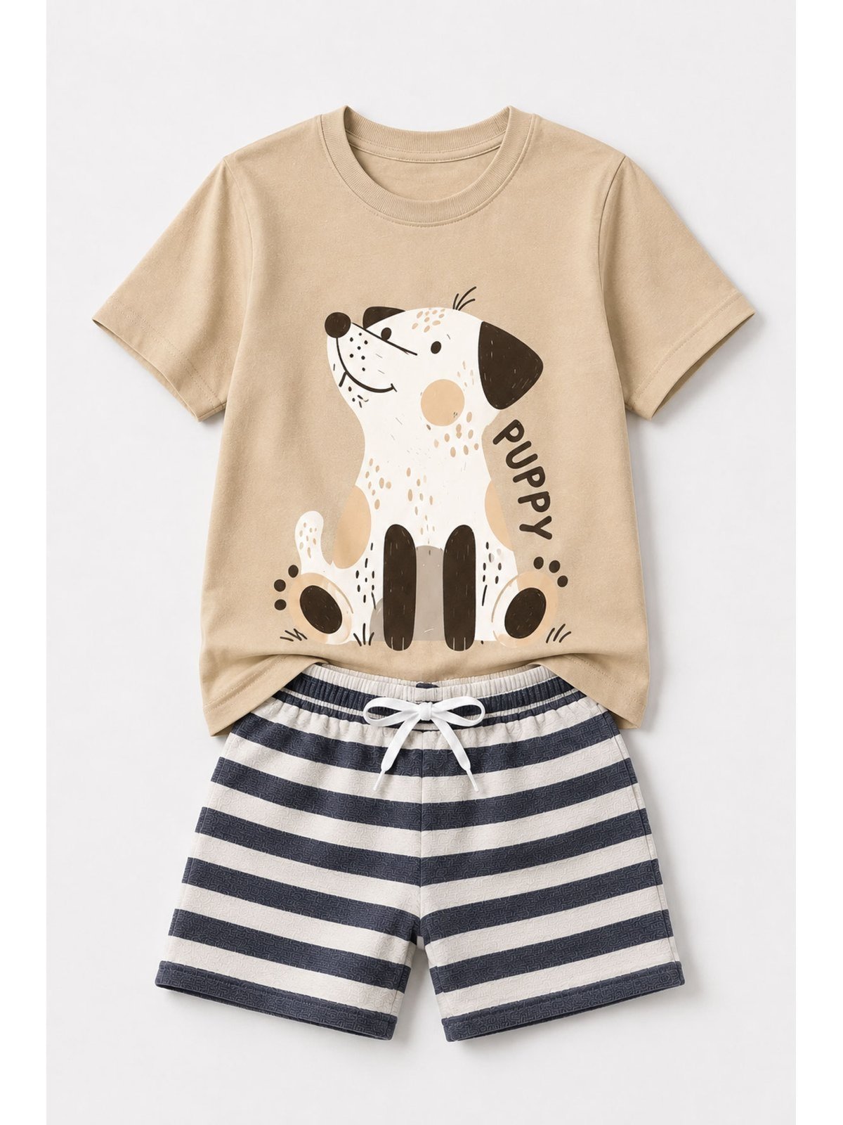 Infantil - Conjunto Masculina Algodão Puppy Creme - Babei no Look