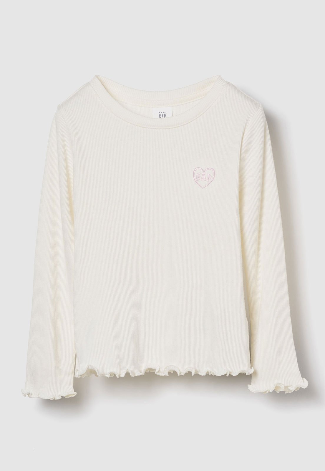 Camiseta GAP Manga Longa Babado Off-White