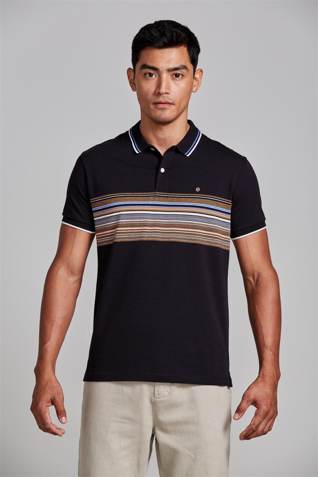 HIGHSTIL Camisa Polo Malha Slim Fit - Preto
