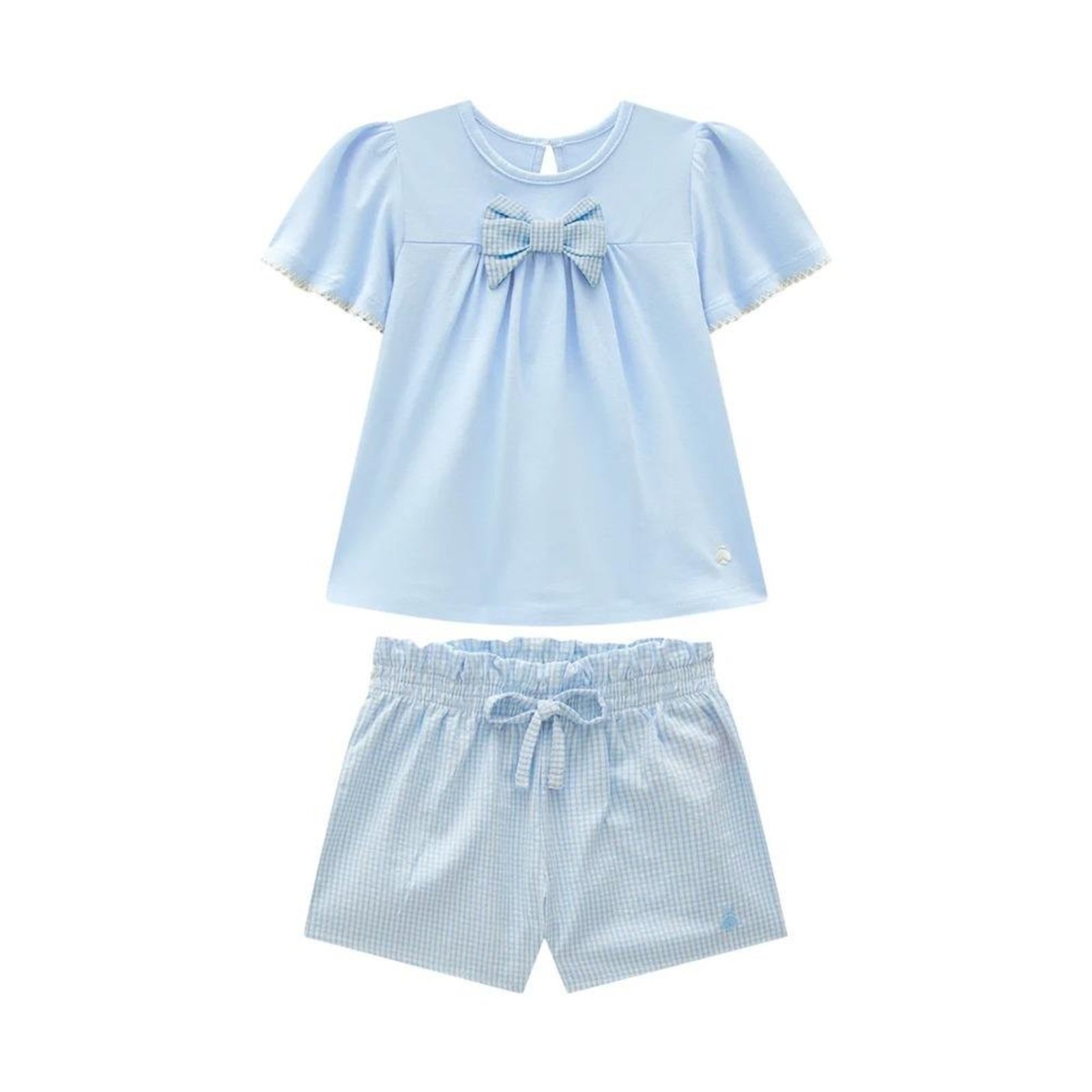 Infantil - Conjunto Feminino Blusa Laço Shorts Somni Azul Azul 1 Azul
