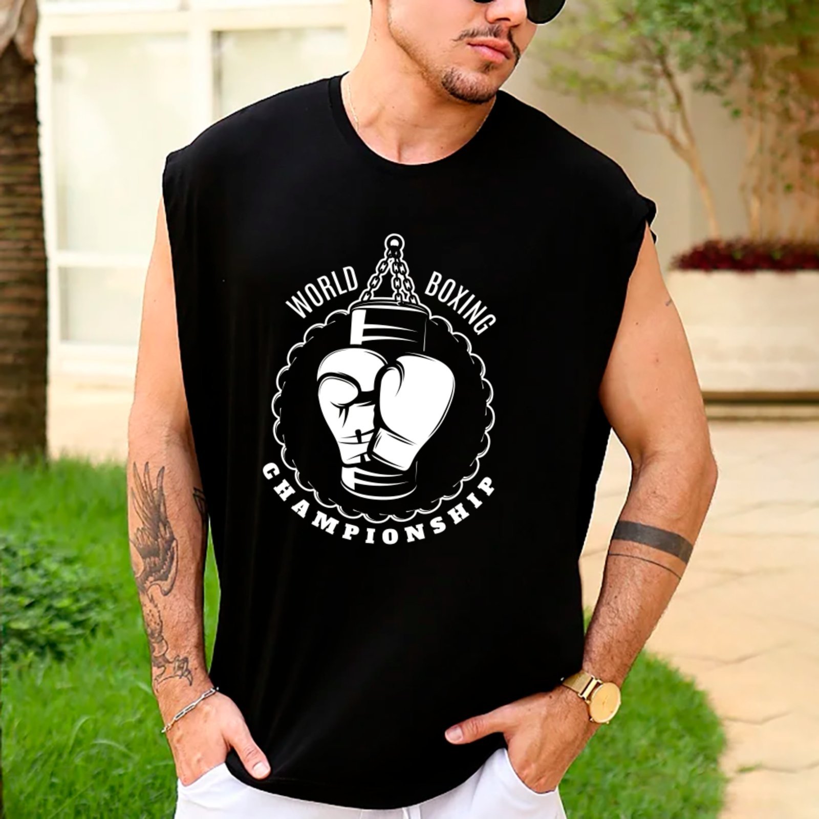 Camiseta Regata Machão Ousy Boxing Championship Oversized Masculina Preto